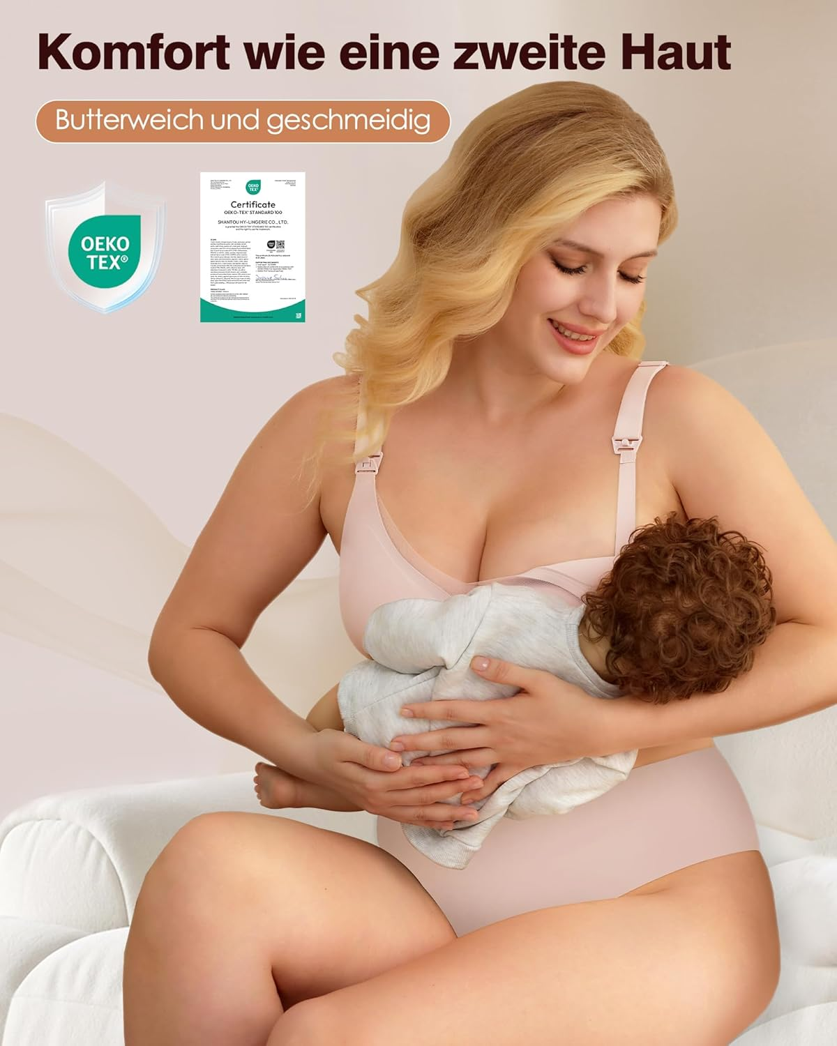 As Fairy Nursing Bra for Breastfeeding, without Underwire, Seamless Pregnancy Bra, Non-Wired Lace Nursing Bras, Ultra Comfort Pregnancy Sleep, Large Breasts, Nursing Bra, Pink (Pink Lace), S image number 1