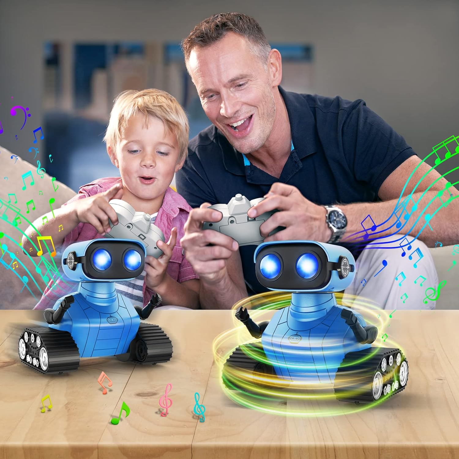Robot Toys for Boys Girls, Rechargeable Remote Control Emo Robots with Auto-Demonstration, Flexible Head & Arms, Dance Moves, Music, Shining LED Eyes for 3+ Years Old Kids image number 3