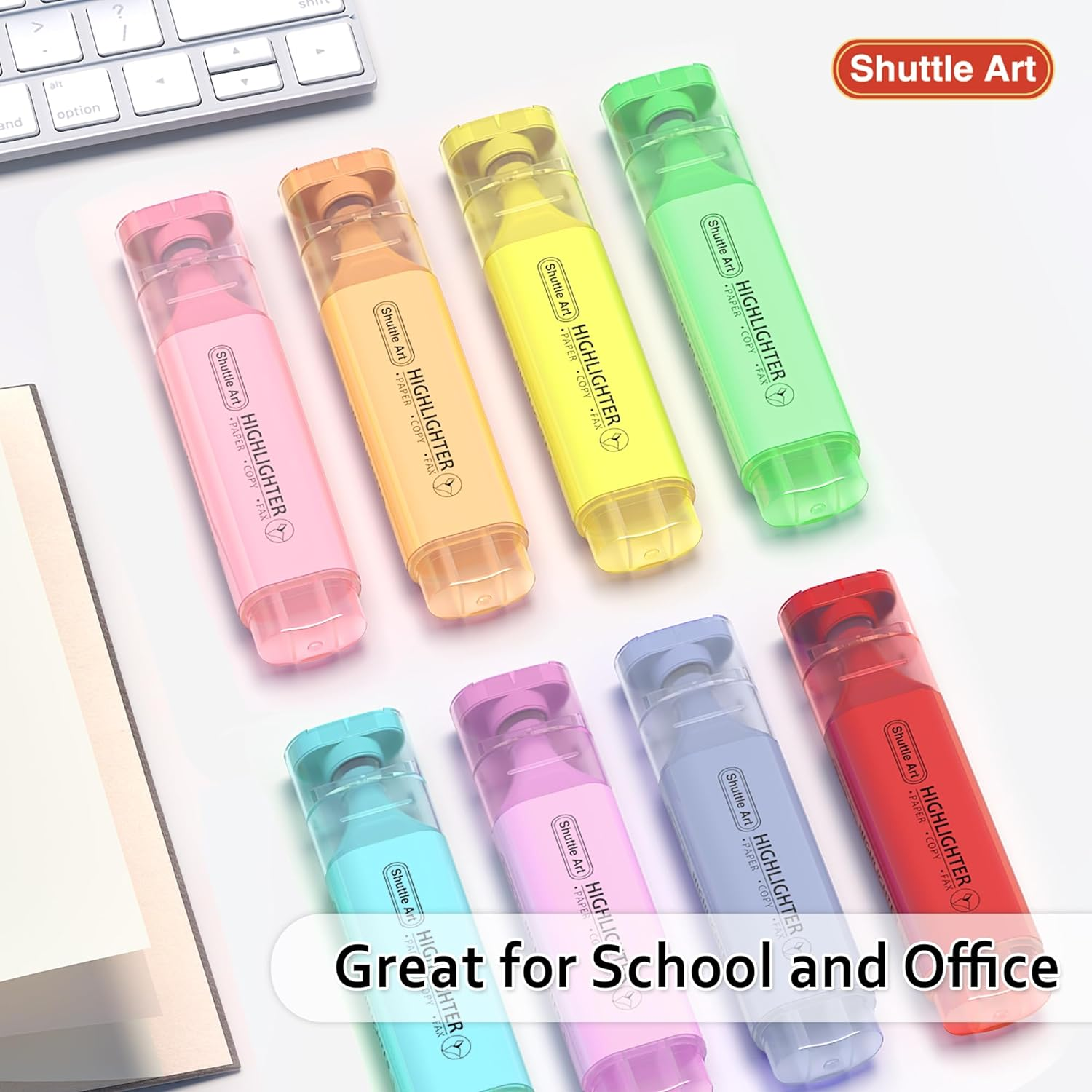 Pastel Highlighters, Shuttle Art 8 Assorted Macaron Colours Highlighter Pens, Chisel Tip Dry-Quickly Non-Toxic Highlighter Markers for Adults Kids Highlighting in the Home School Office - 8 Colours image number 3