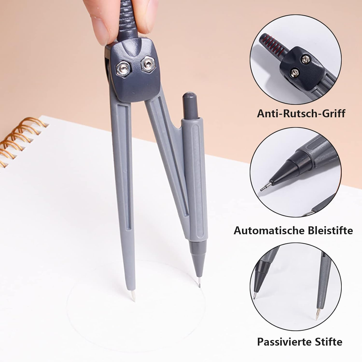 Compass Set Geometry Set 8-Piece Protractor Set Geometry Set Pencil Maths Set Geometry Compass School Compass Geometry Compass Maths Geometry Tool with Pencil Case image number 2