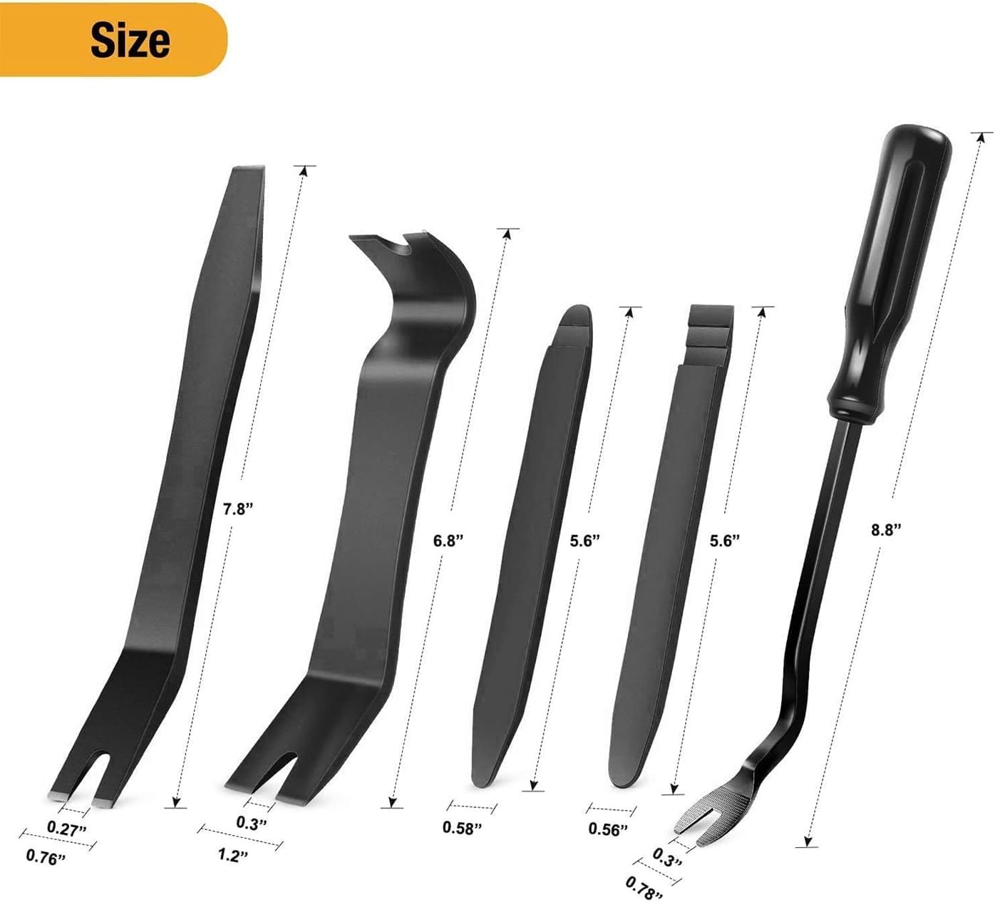 Mumoo Bear Auto Trim Removal Tool Kit,15 Pcs Car Panel Door Window Tools Kit,Auto Clip Fastener Remover Pry Tool Set-Black image number 6