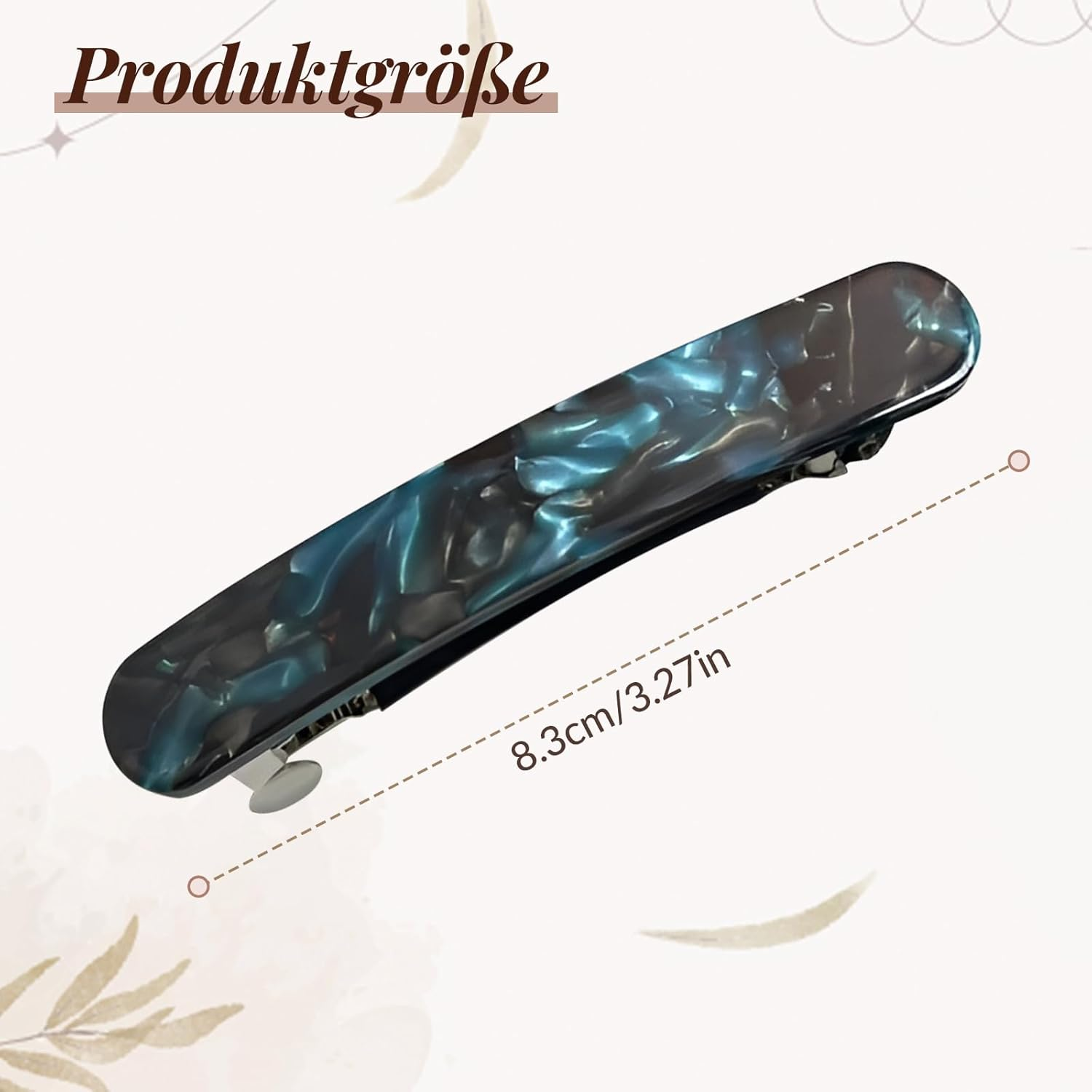 Baoblaze Women'S Hair Clips, French Hair Clips, Vintage Hair Accessories, Barrette, Automatic Tortoise Shell Hair Clips for Girls, Fine Hair and Medium Thick Hair, Blue Black, 8.3 Cm, Pack of 2 - 2 X Leopard Brown image number 4