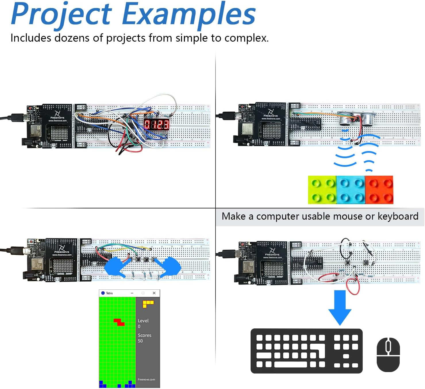 Freenove Ultimate Starter Kit with Board V5 Rev4 Wifi (Compatible with Arduino IDE), Arm Cortex-M4 Microcontroller, Onboard ESP32-S3, 399-Page Detailed Tutorial, 220 Items, 78 Projects image number 3