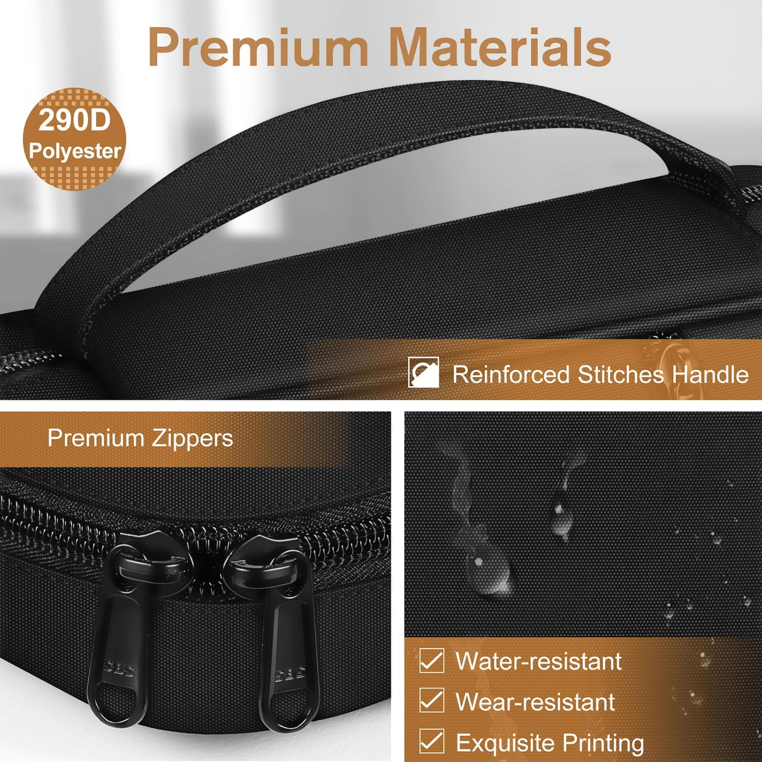 FINPAC Bible Cover, Carrying Book Case Church Bag Bible Protective with Handle and Zippered Pocket, Mother Kids Girls Women (Black) - Black  Brown image number 3