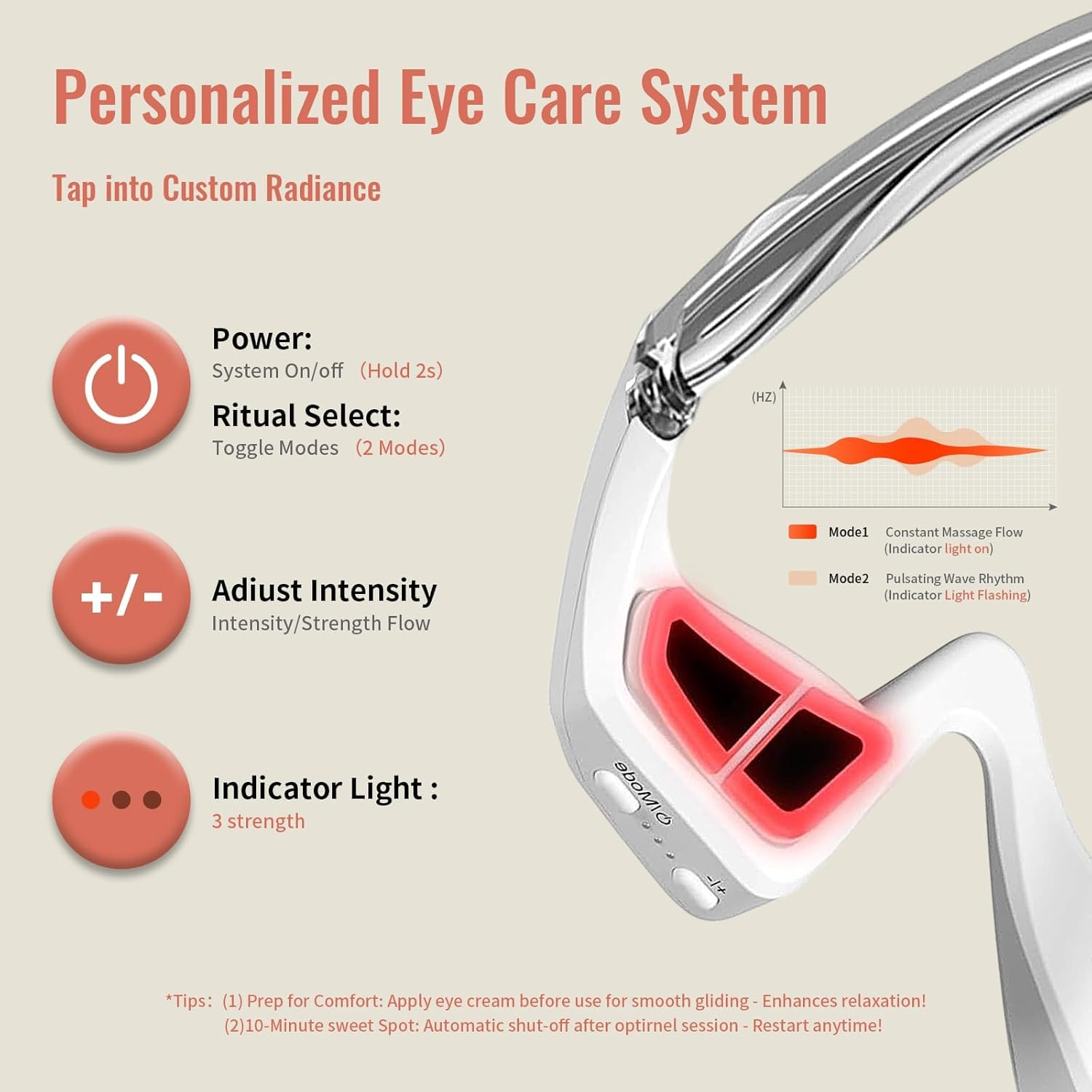 Under Eye Red Light Therapy Device, 4 Modes Red Light Therapy Glasses for Eyes Light-Weight Eye Massager for Reducing Dark Circles and Puffiness, Smoothing Fine Lines image number 4