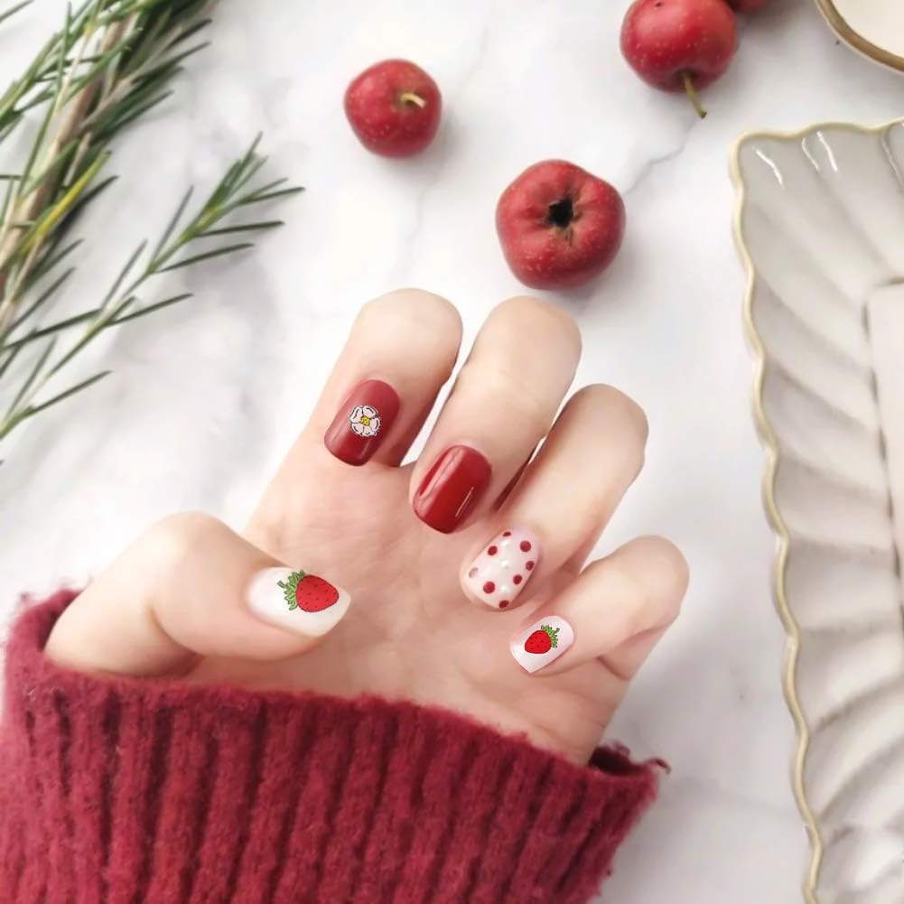 Fanoshon Cute Nail Decals Stickers for Women Girls Kids 200+ PCS, Self Adhesive Nail Tip Manicure Peduicure for Fingernails Toenails Fake Nails, Birthday Party Favors Christmas Stocking Stuffer image number 6