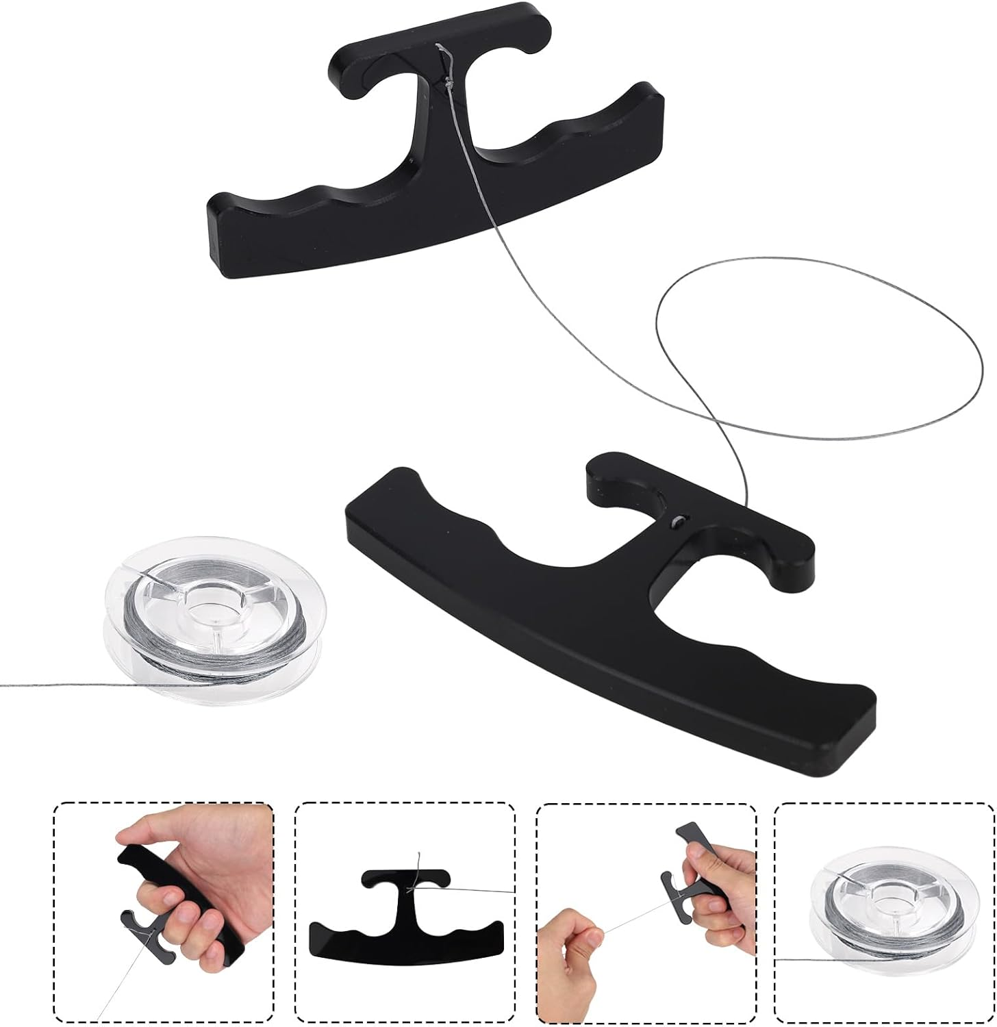 Car Emblem Removal Tool Wrap Tools, Plate Line Badge Remover with Spare Nylon Line Ergonomic Handle Debadge Tool for Vehicle Logos Nameplates Paste Signs (Black) image number 1