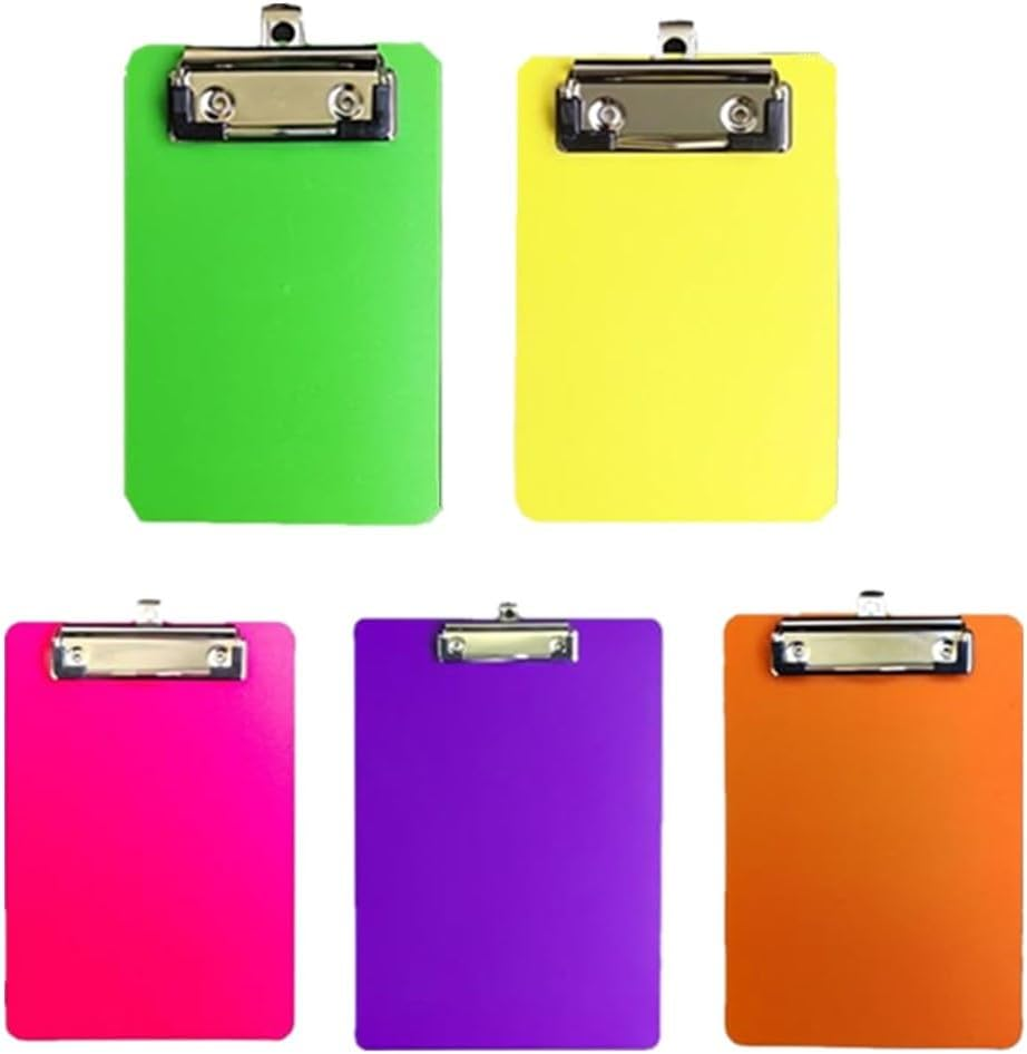 Loopunk 5 Pieces Mini Clipboard Small Clipboards, Plastic Colorful Cute Clipboard Memo Pocket Clip Boards for Shopping Lists, Scoresheet Clipboards for Restaurants, Offices (10 * 15Cm) image number 1