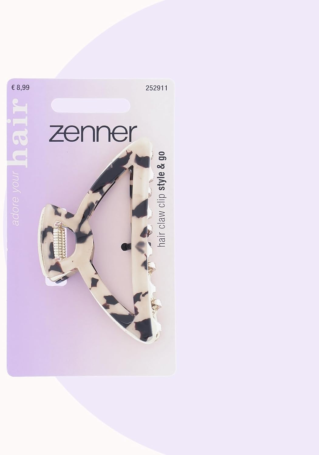 Zenner Marble Gold Hair Clip - Open Hair Clip with Curved Shape & Secure Hold - Stylish Marble Finish with Gold Accents - Comfortable Grip for Elegant or Casual Styles image number 2