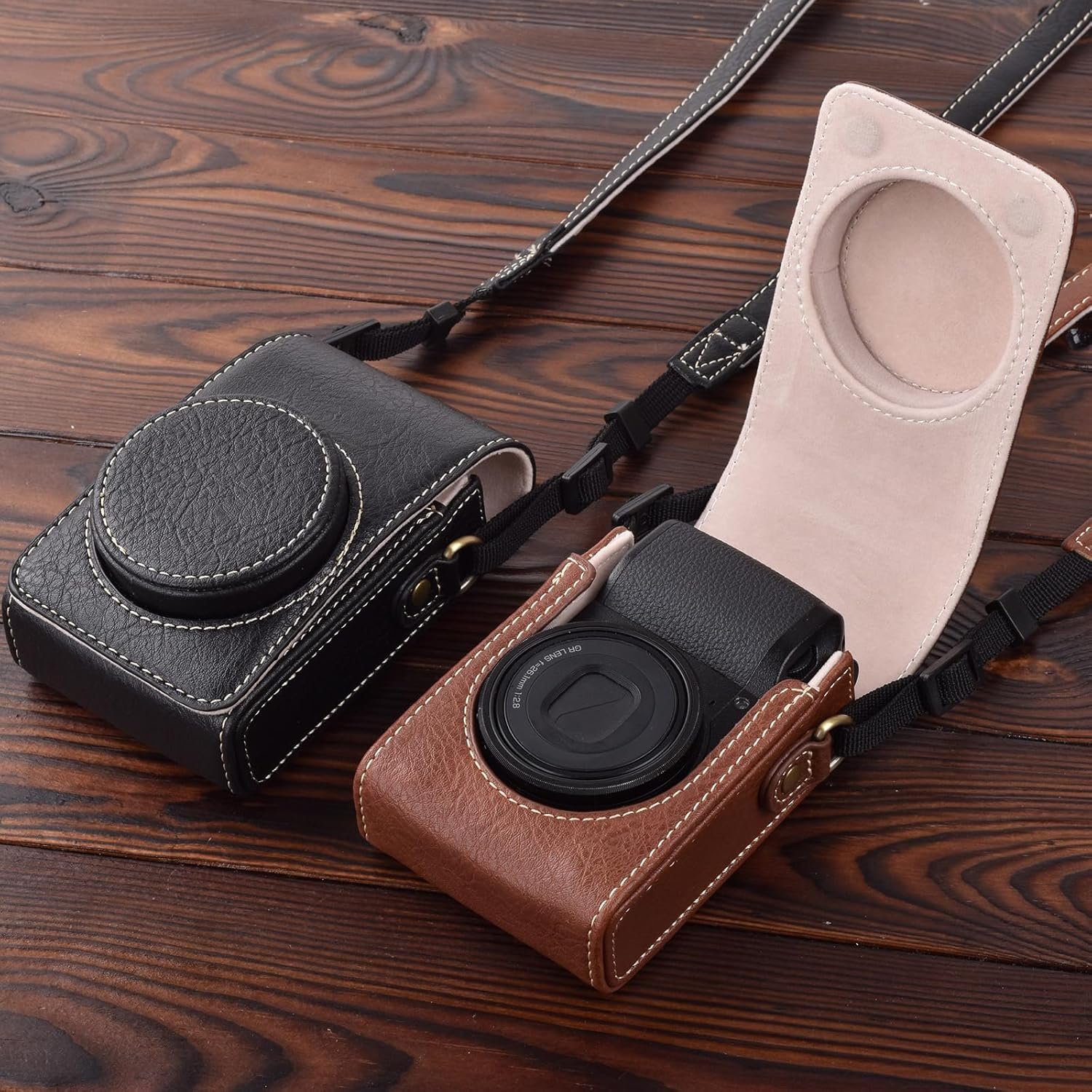 Rieibi Camera Case for Sony Zv1F/Zv1/Ricoh GR Iv/Iiix/Ricoh III Ii/Fujifilm X-Half/X-Hf1/Panasonic LX9 LX10 Lx15/Canon G7X III / G7X II / SX740 HS- Camera Bag with Strap - Black (Case Only) image number 2