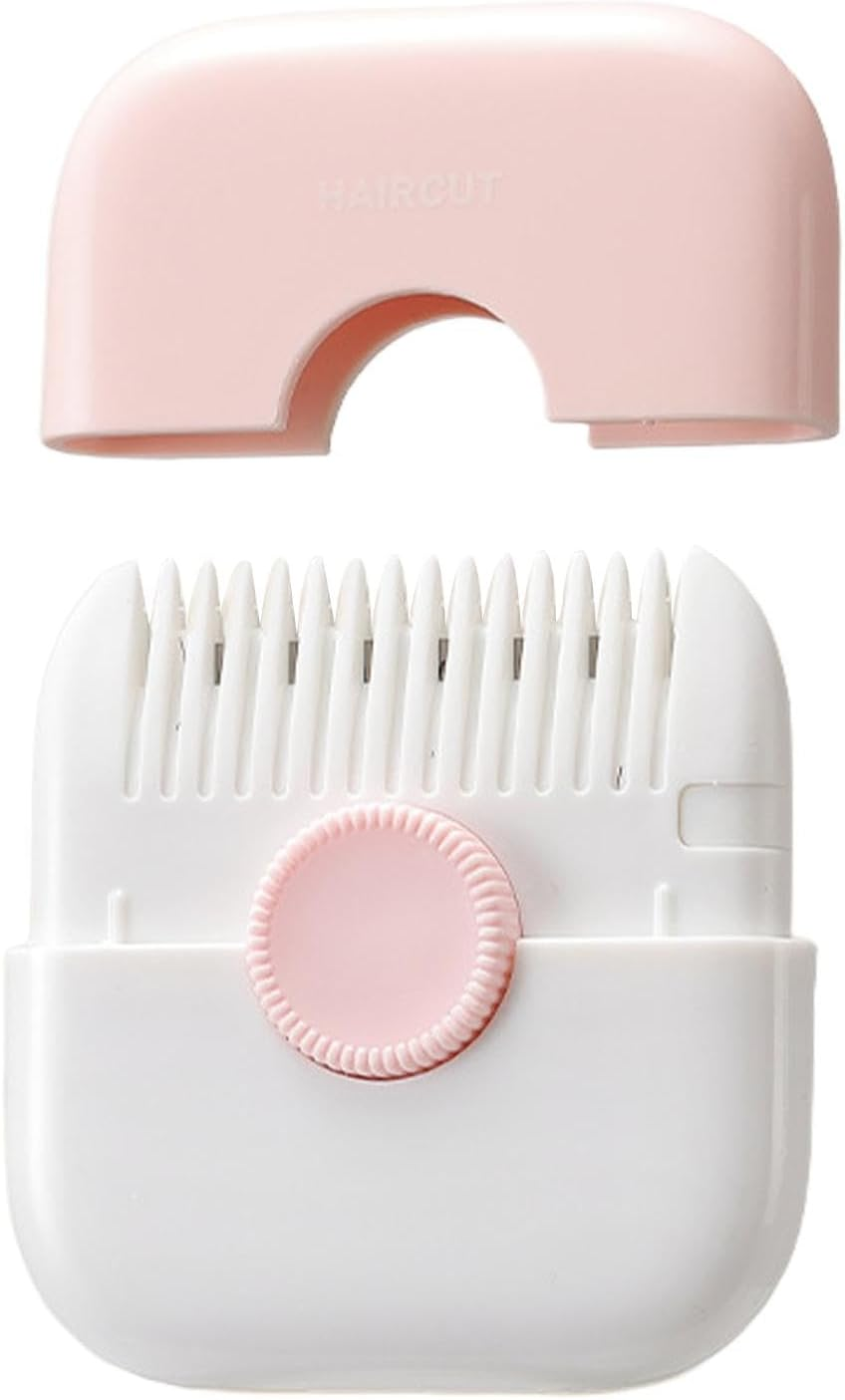 Hair Cutting Comb Mini Hair Fringe Cutter Portable Travel Size Convenient 2 in 1 Hand Tools Cutting Accessories, Pink image number 4