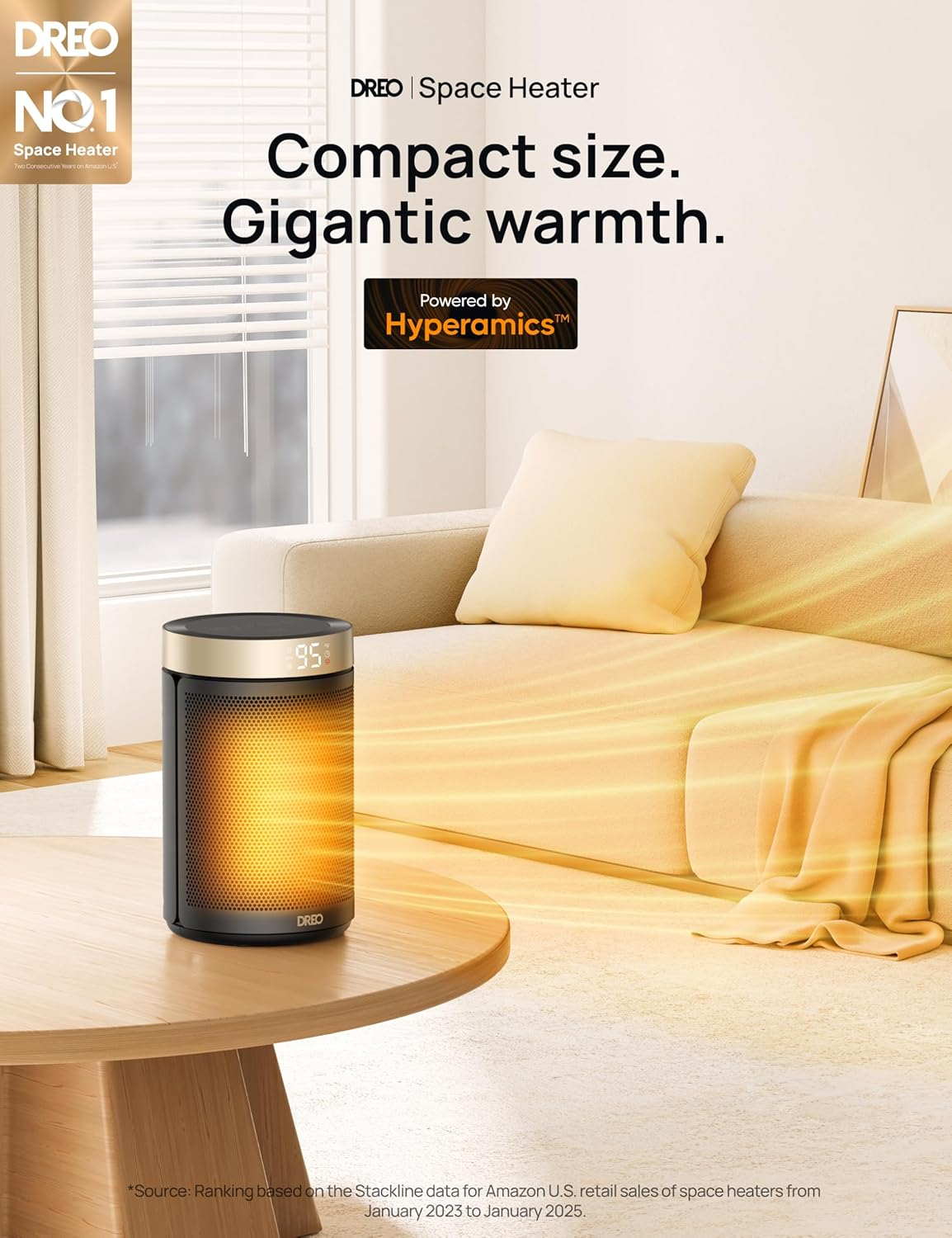 Dreo Space Heater, Economical Electric Fan Heater with Thermostat, Timer 1-12H, Eco Mode, 1500W Fast PTC Ceramic Heater Safe, Atom 316 image number 2