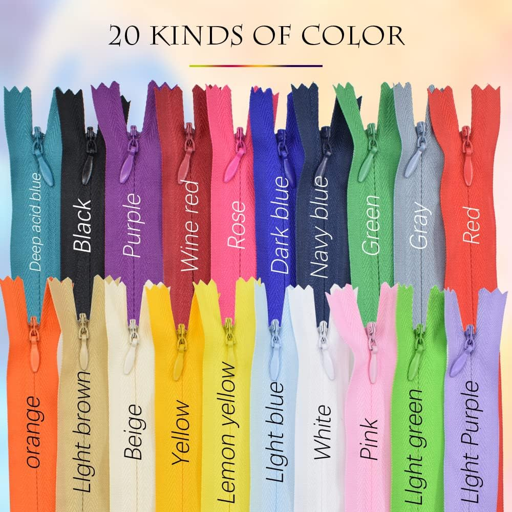 SHRJ 40Pcs Nylon Invisible Sewing Zippers, for DIY Handmade Garment Bags Home Textile Tailor Craft Sewer Crafter'S Special 20 Color (40Cm/15.7Inch) image number 6