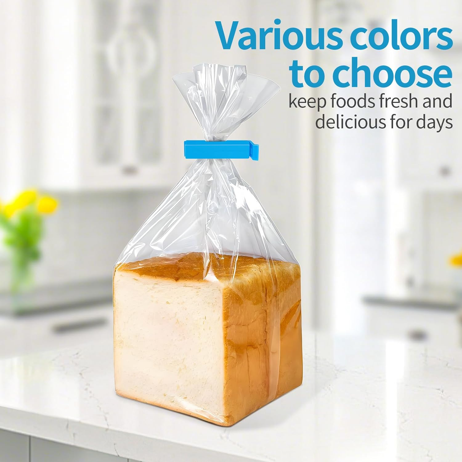 Bag Clips, 30 PCS Plastic Food Clips, Bag Clips for Food Storage Kitchen and Home, Chip Clips Three Size(4.3In X10, 3.35In X10, 2.5In X10) image number 3