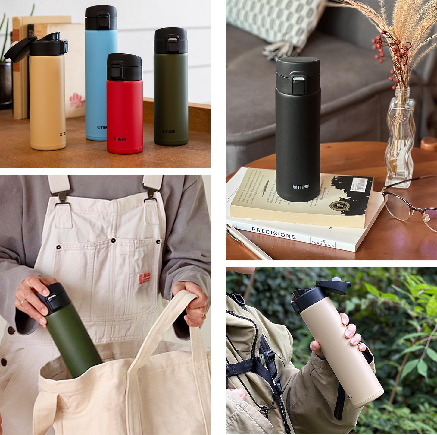 Tiger MKA-K060WK Water Bottle, 10.3 Fl Oz (600 Ml), One-Touch, Lightweight, Stainless Steel Bottle, Vacuum Insulated, Hot and Cold Insulated, White