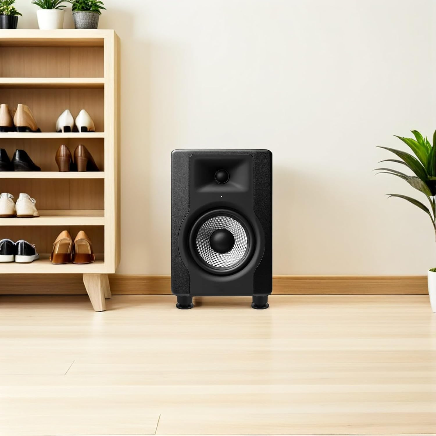 Jojofuny 4Pcs Hifi Speaker Isolation Pads Black Audio Speaker Spike Feet anti Vibration Sound Isolator Pads for Home Audio Systems Turntable CD Player image number 4