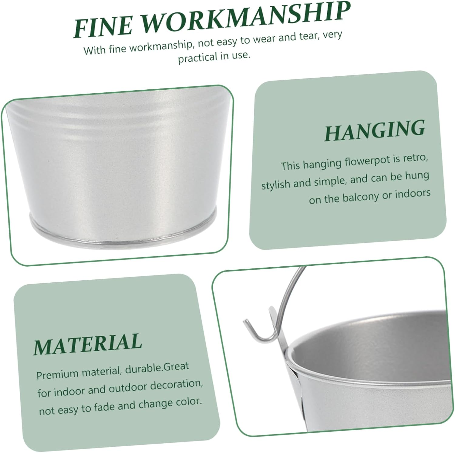 MERRYHAPY 6Pcs Iron Bucket Planting Pot Pot for Flowers Iron Flower Garden Supplies image number 3