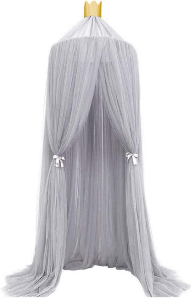Bed Canopy Net Princess Canopy Bed Decor for Baby Crib with Dense Mesh Netting Easy Installation Hanging Hook for Girls Kids Adults (Grey) image number 2