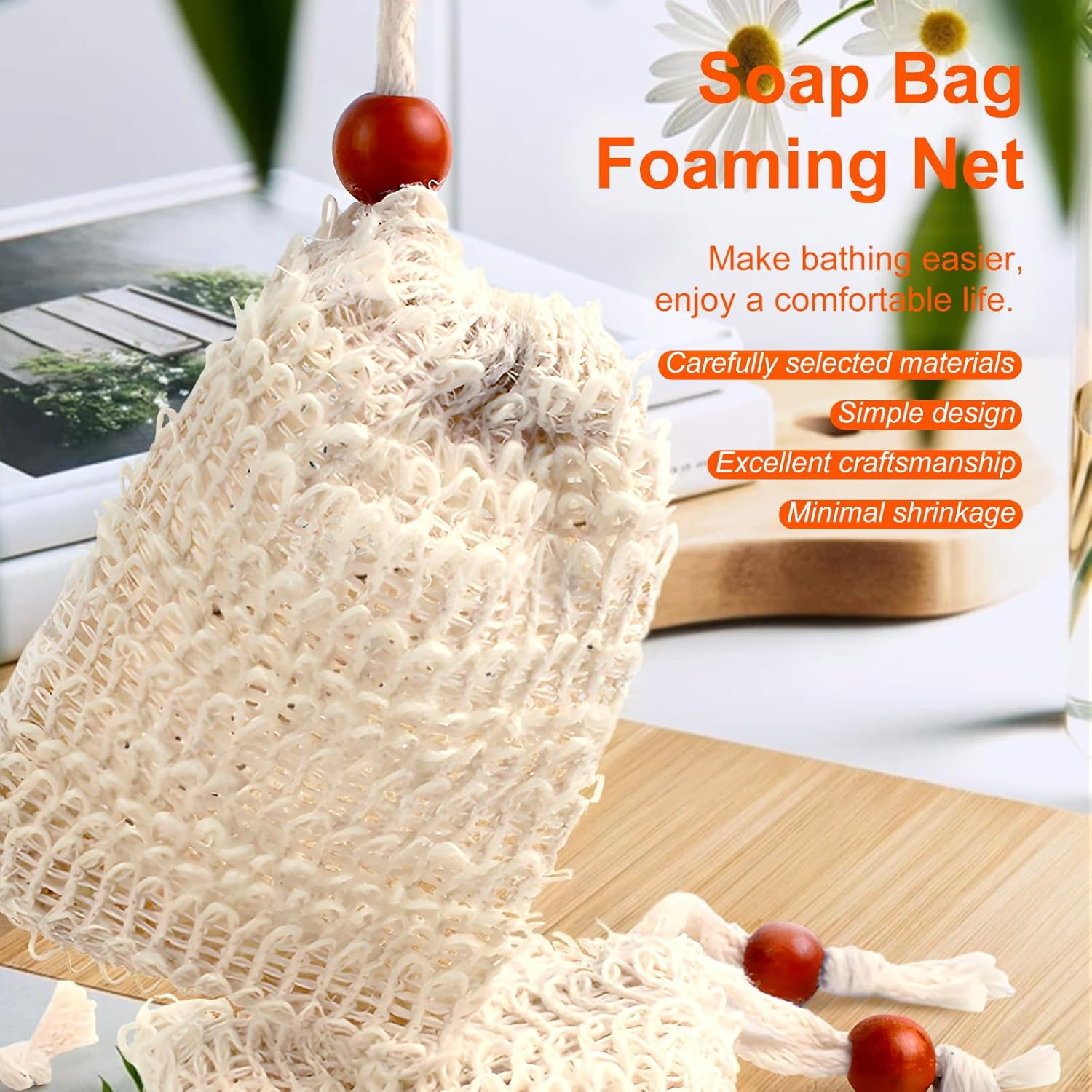 Eco-Friendly Skincare, Natural Exfoliation, Cotton Bathroom Accessories, Sustainable Soap Storage, Zero Waste Shower Products, Biodegradable Soap Pouch