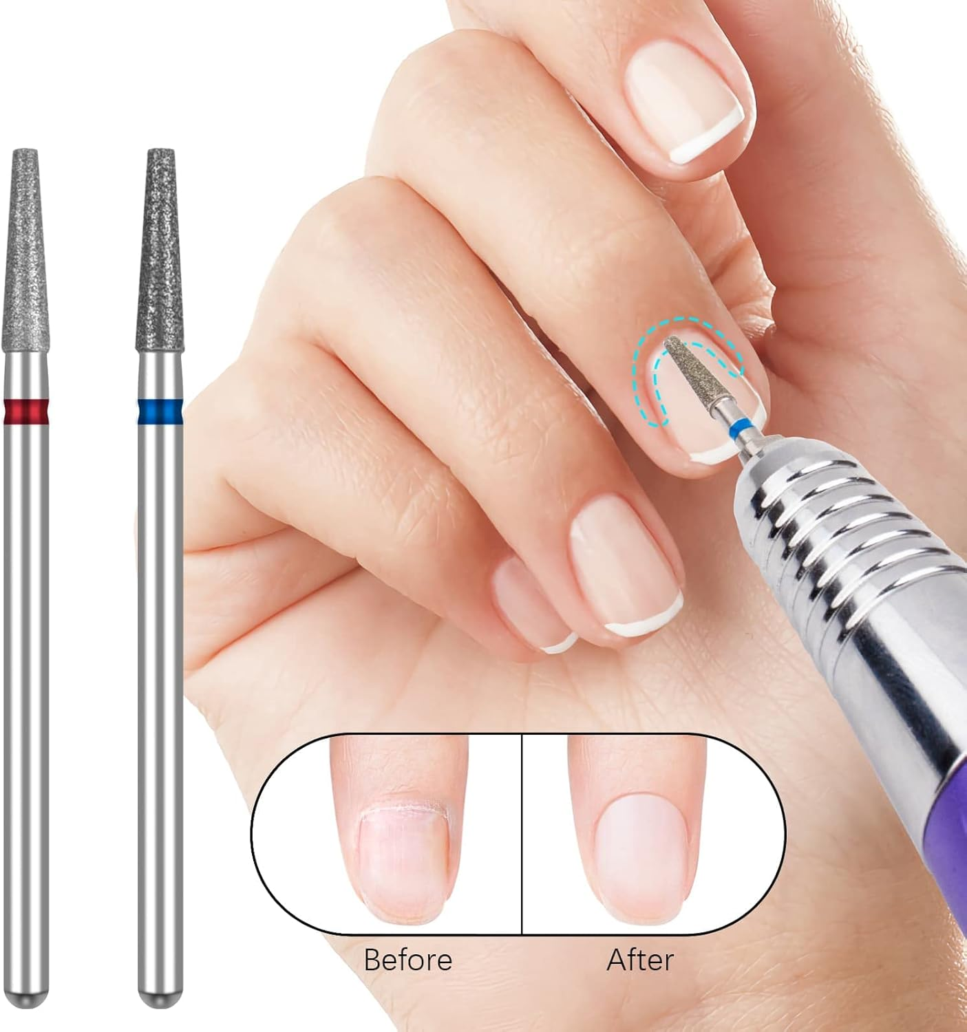 Difenni Nail Drill Bits Cuticle Nail Drill Bit Tapered Barrel Cuticle Drill Bits with Storage Case,3/32 Shank Efile Bits for Nail Prep and Manicure Pedicure Tools(Fine&Medium) image number 3