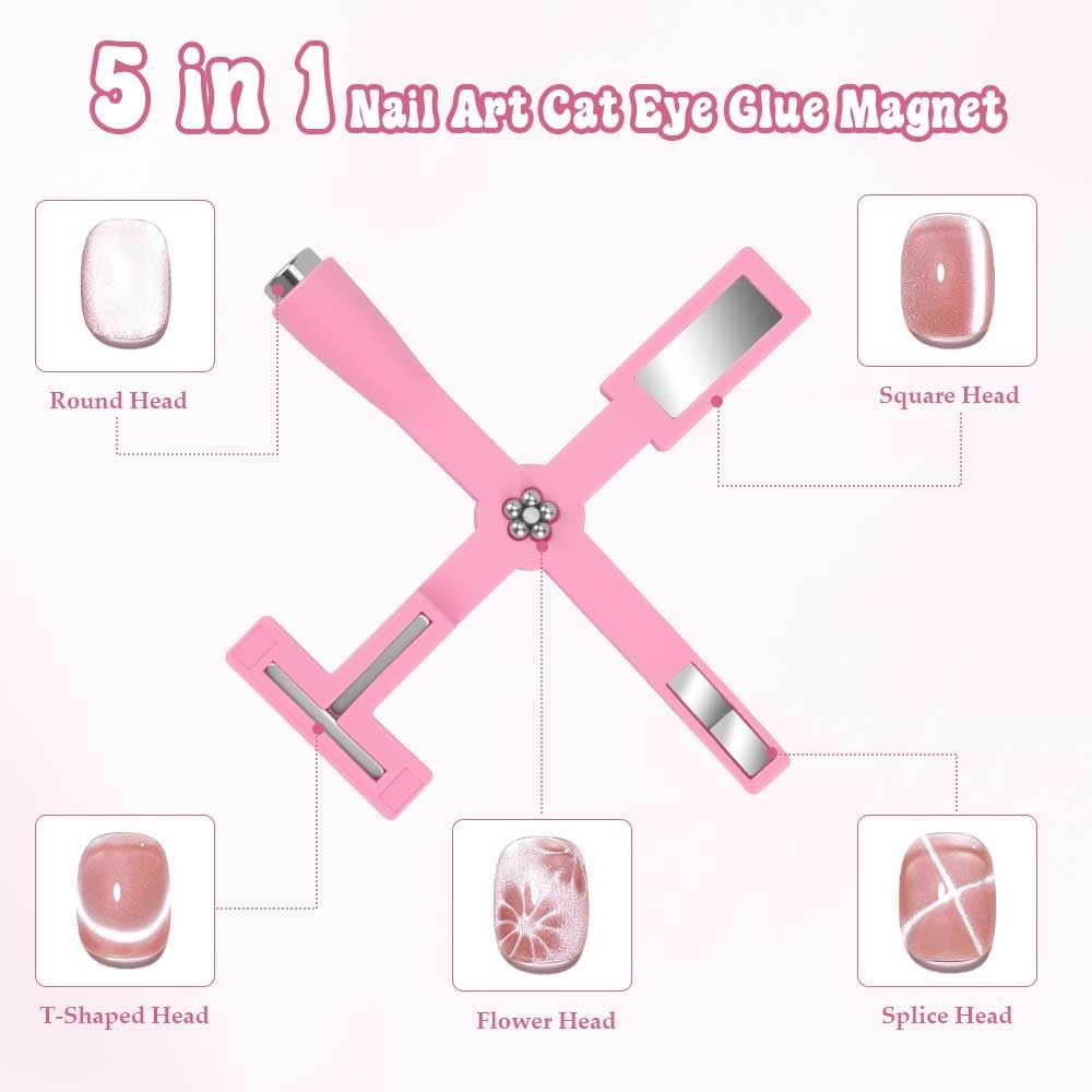 5 in 1 Cat Eye Shape Nail Art Adhesive Magnet, Includes 1 Heart Magnet for Cat Eye Gel Polish, 2 Rabbit Magnets for Cat Eye Gel Polish, for Home and Professional Use image number 3