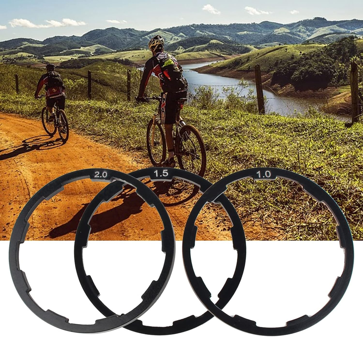 Bike Spacer, 3 Pcs Set 3 Size Bicycle Headset Spacer Bike Cassette Spacer Included Bicycle Flywheel Hub Spacer 1Mm 1.5Mm 2Mm Cycling Bottom Bracket Axle Washer Gasket image number 4