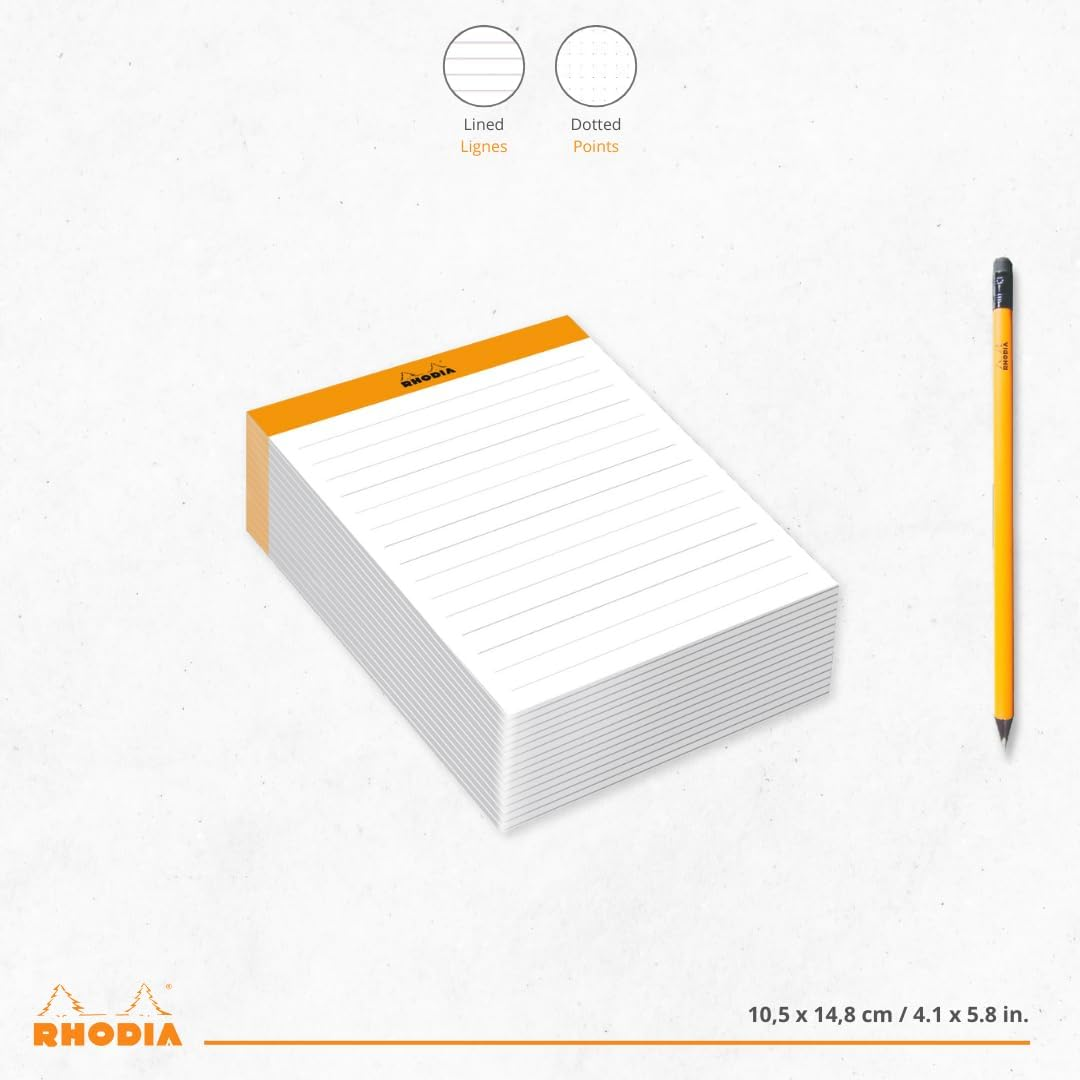 RHODIA 194047C - Memo Pad N&deg;13 Orange - A6 11.5 X 16 Cm - Ruled - 240 Sheets 80G/M - Practical and Compact - Rhodiatime Collection image number 1