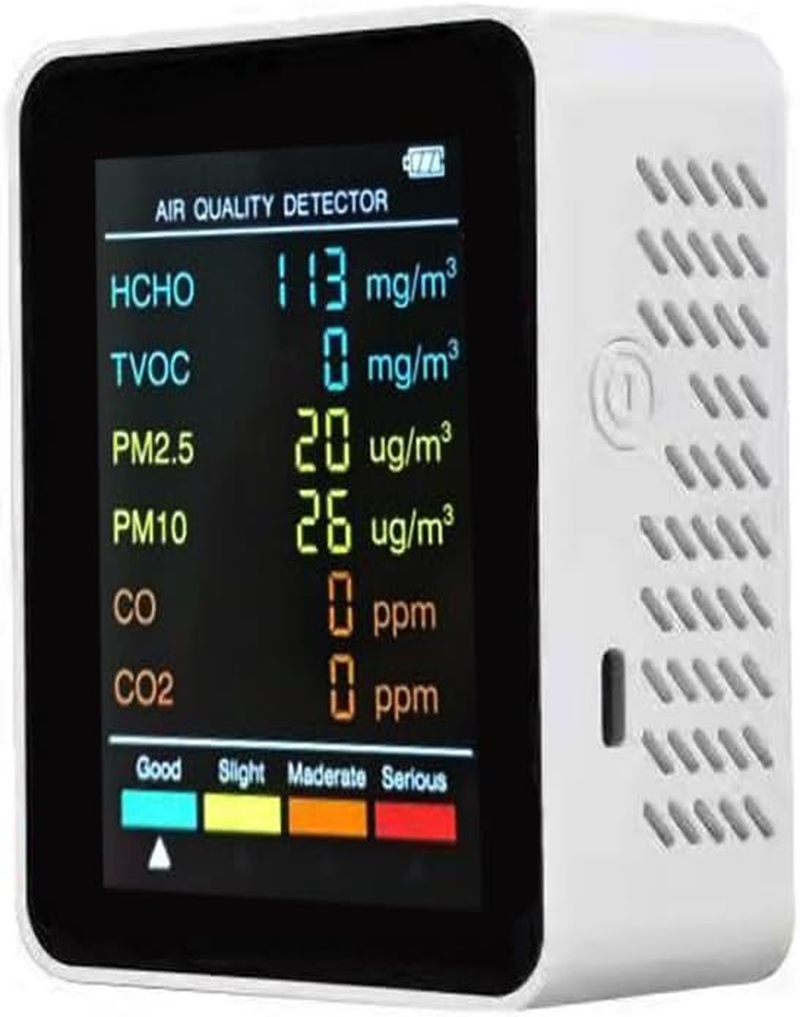 6-In-1 Air Quality Monitor for PM2.5/PM10/HCHO/TVOC/CO/CO2, Portable Multifunctional Detector with LCD Screen - Home, Office & Hotel Formaldehyde & Carbon Dioxide Tester image number 3