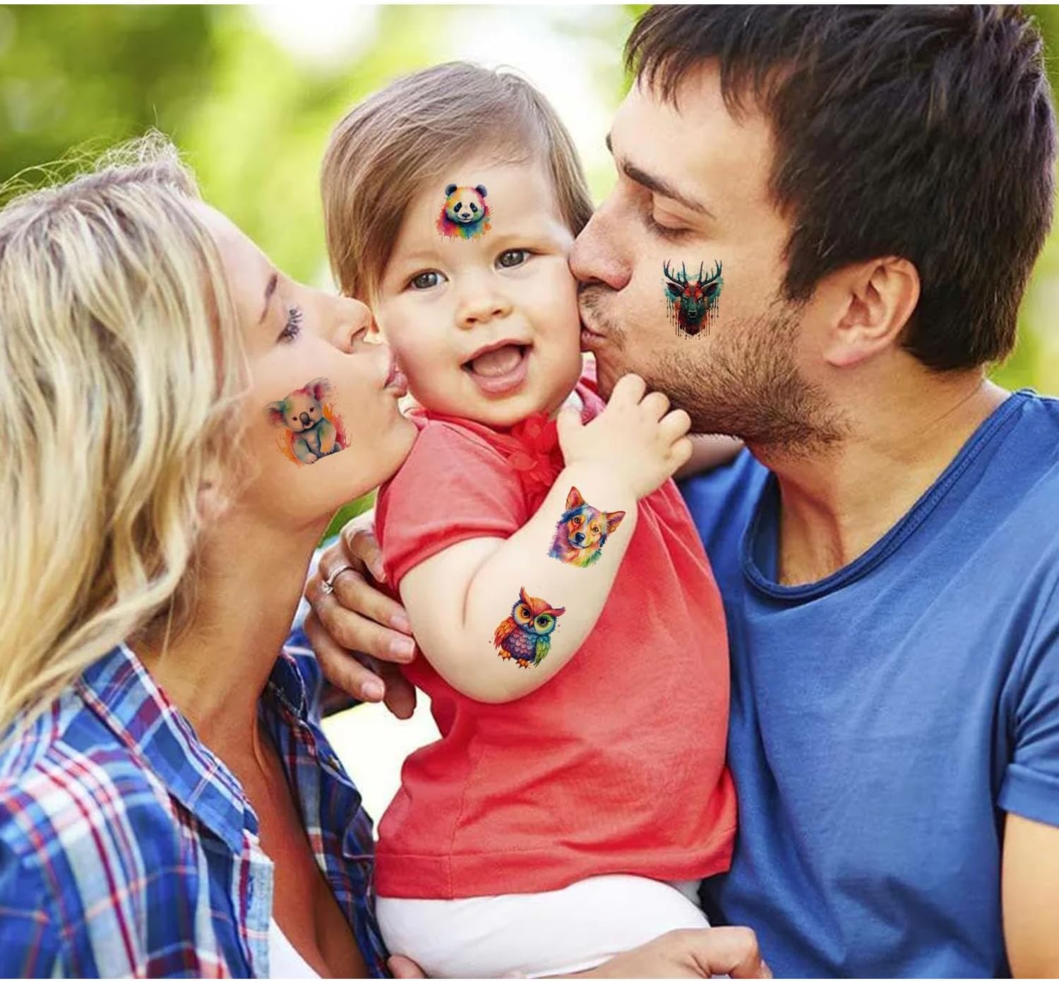 BUYLONG Kids Watercolor Animal Temporary Tattoos - 60 Styles for Girls Boys Body Arm Shoulder Tattoo Stickers Birthday Party Decoration Supplies Kids Gifts image number 5