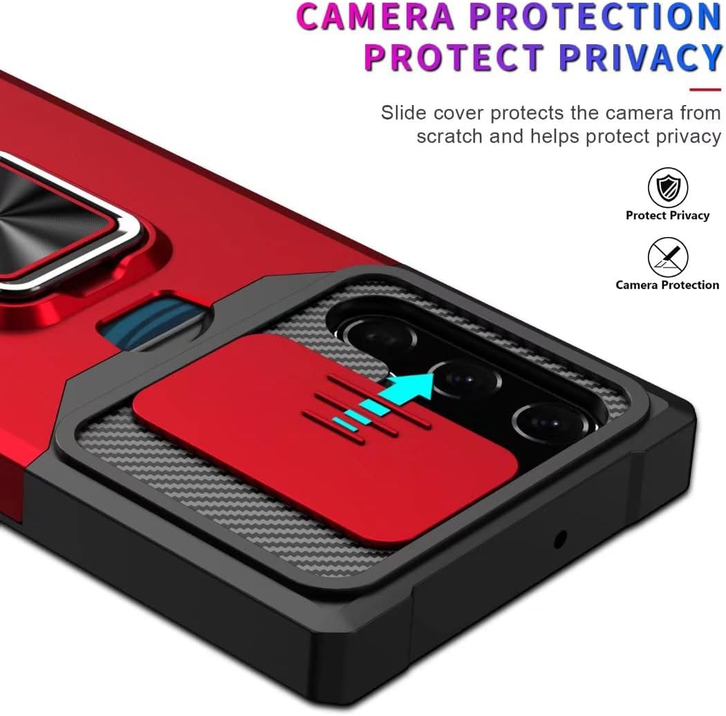 For Samsung Galaxy S23 Case Phone Cover Slide Camera Cover & Card Holder Slot 360&deg; Ring Kickstand Tough Heavy Duty Defender Armor Shockproof Military Galaxy S23 Wallet Case image number 4