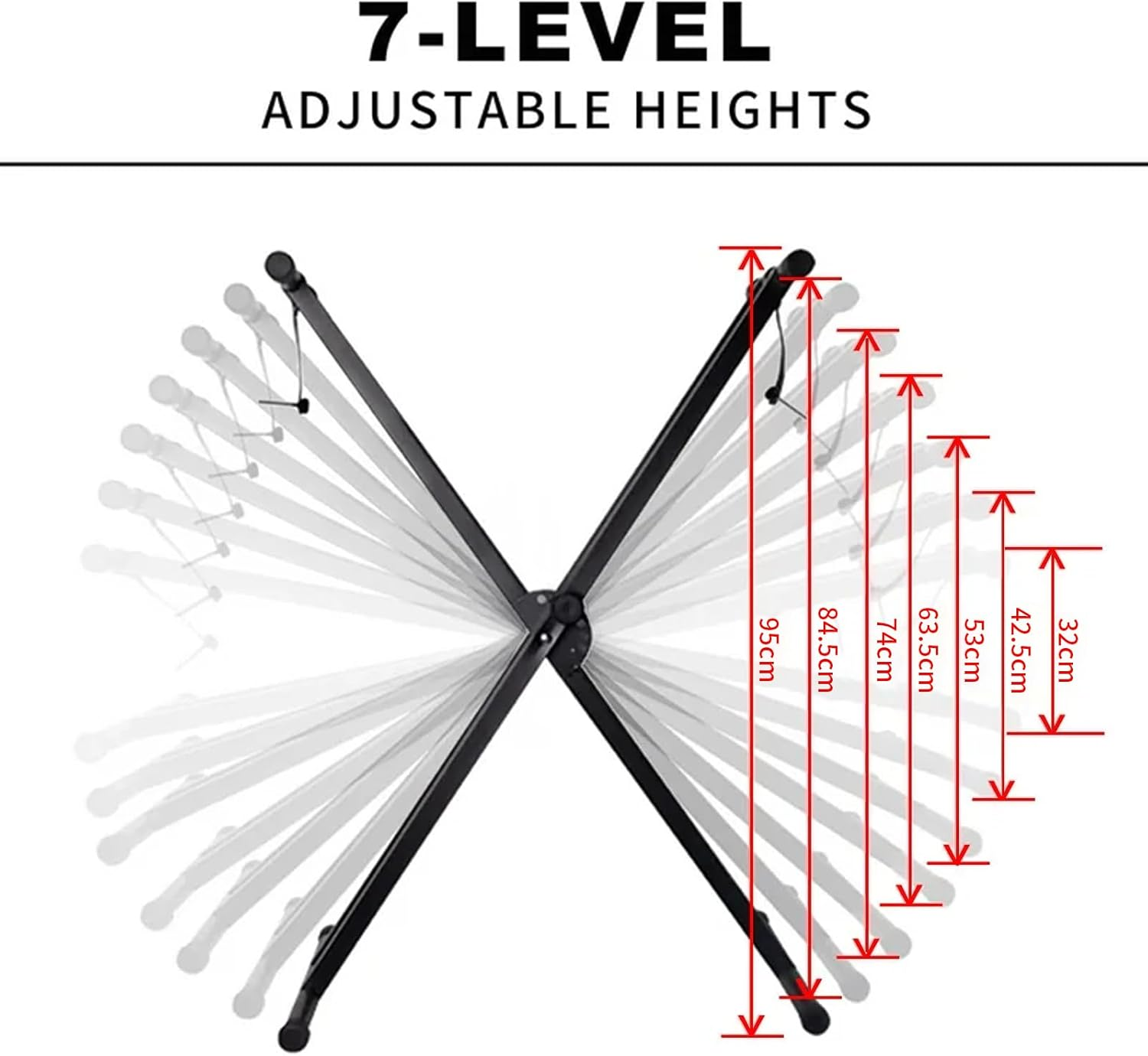 Piano Keyboard Stand, X-Shaped Adjustable Portable Heavy Duty Premium Piano Stand Have Locking Chain for 61-Key and 88-Key Keyboard (95CM Keyboard Stand) image number 3