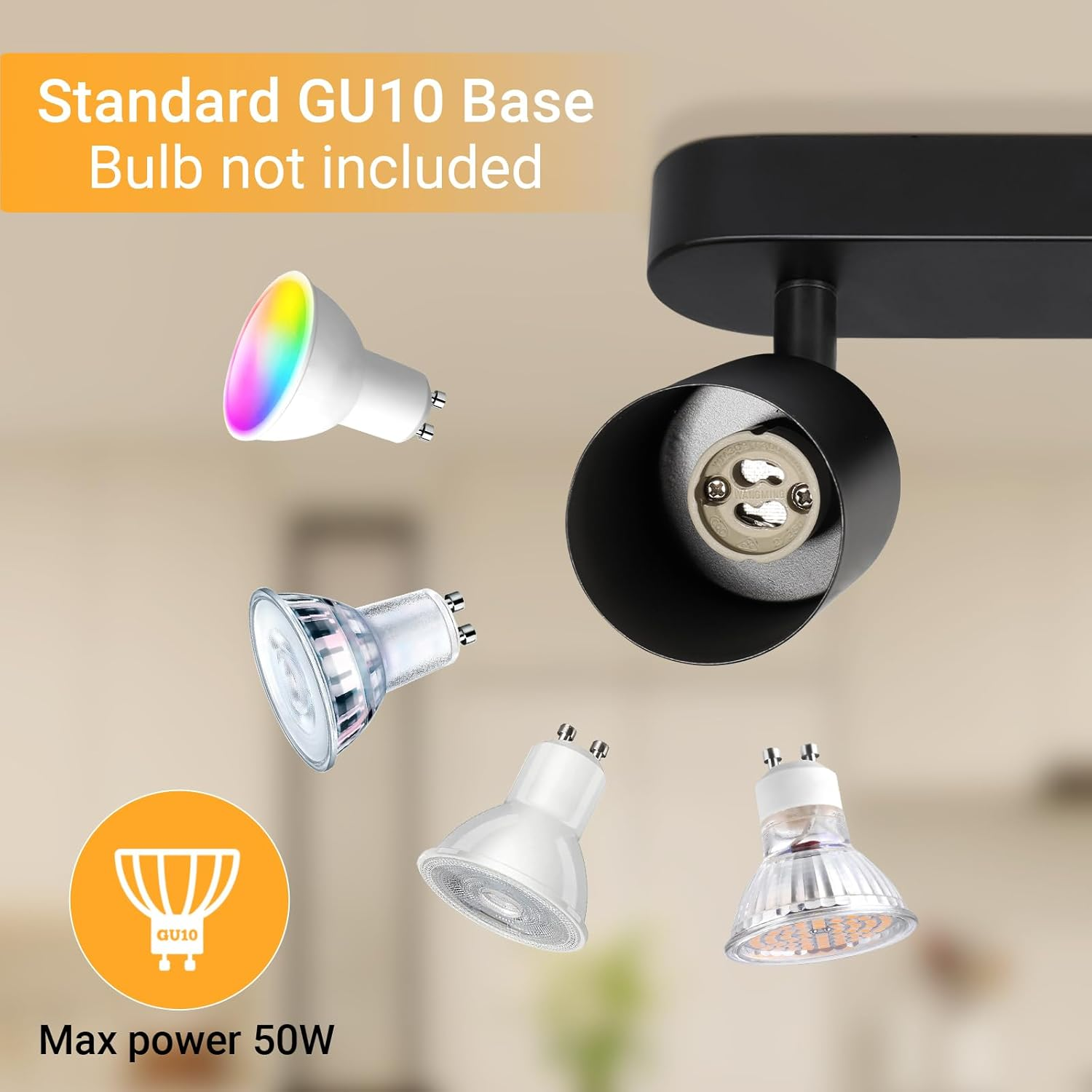 Dehobo GU10 Adjustable Ceiling Spotlight &ndash; 3 Spots LED Ceiling Light &ndash; Black &ndash; Modern LED Interior Ceiling Light for Kitchen, Living Room, Bedroom, without Bulb image number 3