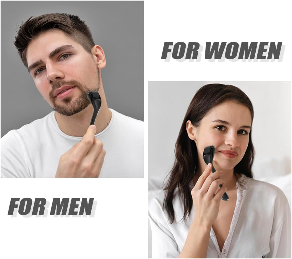 Derma Roller Beard Growth Microneedles Roller Microneedling Roller for Stimulate Hair Growth, Thicker Beard, Facial Skin Care, Cosmetic Beauty for Men & Women (0.5Mm Black) image number 2
