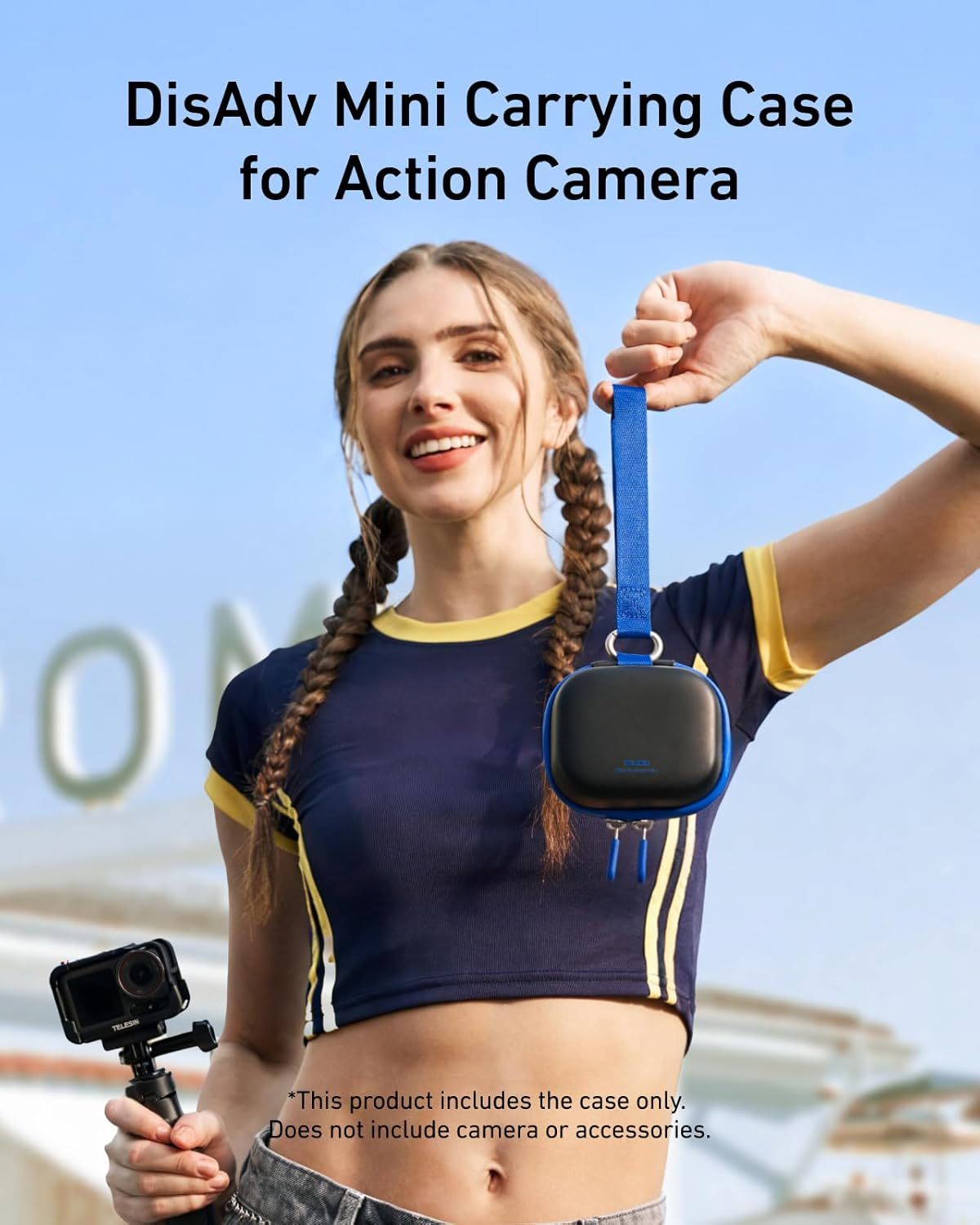 TELESIN Disadv Portable Mini Carrying Case for Hero/Ace Pro/Dji OSMO/360 Cameras, Waterproof Hard Shell Travel Storage Case for Action Cameras and Accessories, Black