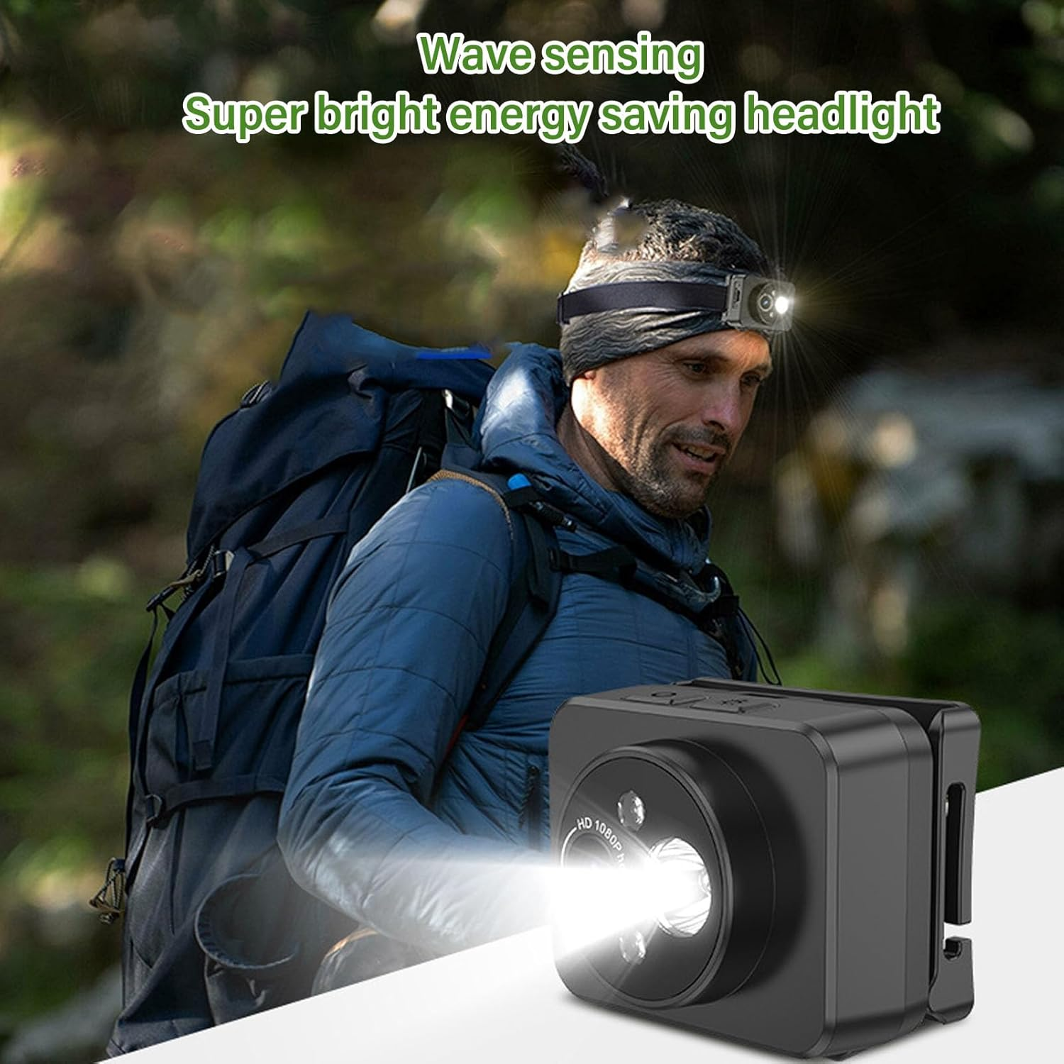 LICAEVEY Mini Head-Mounted Action Camera, 1080P 45 Deg Adjustment Smart Sensing with LED Headlamp Sport Camera for Outdoor Sports Traveling image number 3