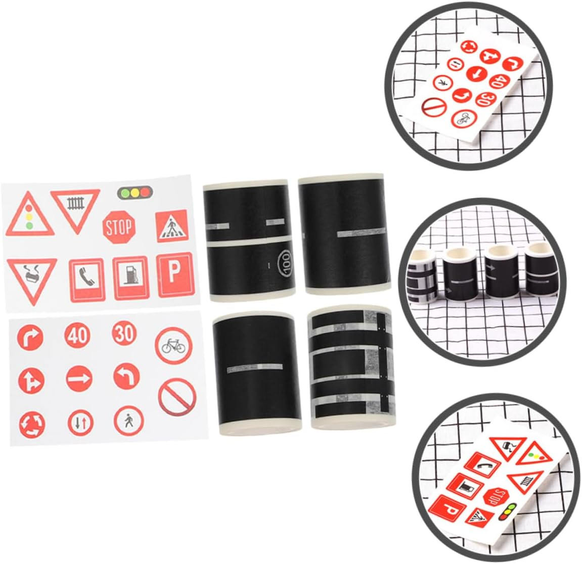 KOMBIUDA Adhesive Traffic Tapes Removable Road Stickers DIY Toy Railway Stickers Boys and Girls Decorative Traffic Sign for Playing image number 5