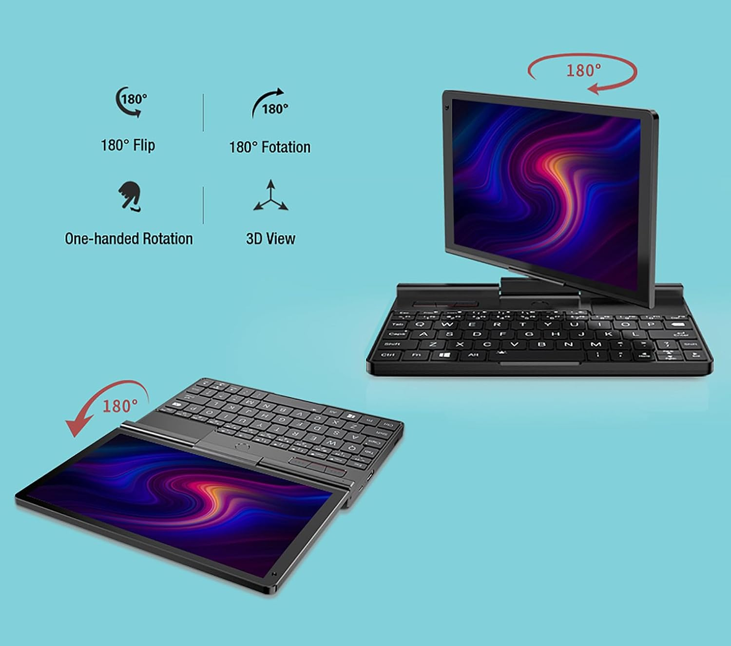 GPD Pocket 3 Mini Laptop 8" Touch Screen Aluminum Shell UMPC Win 11 Home OS Pentium Gold 7505 16GB/512GB (Amber Black) image number 4