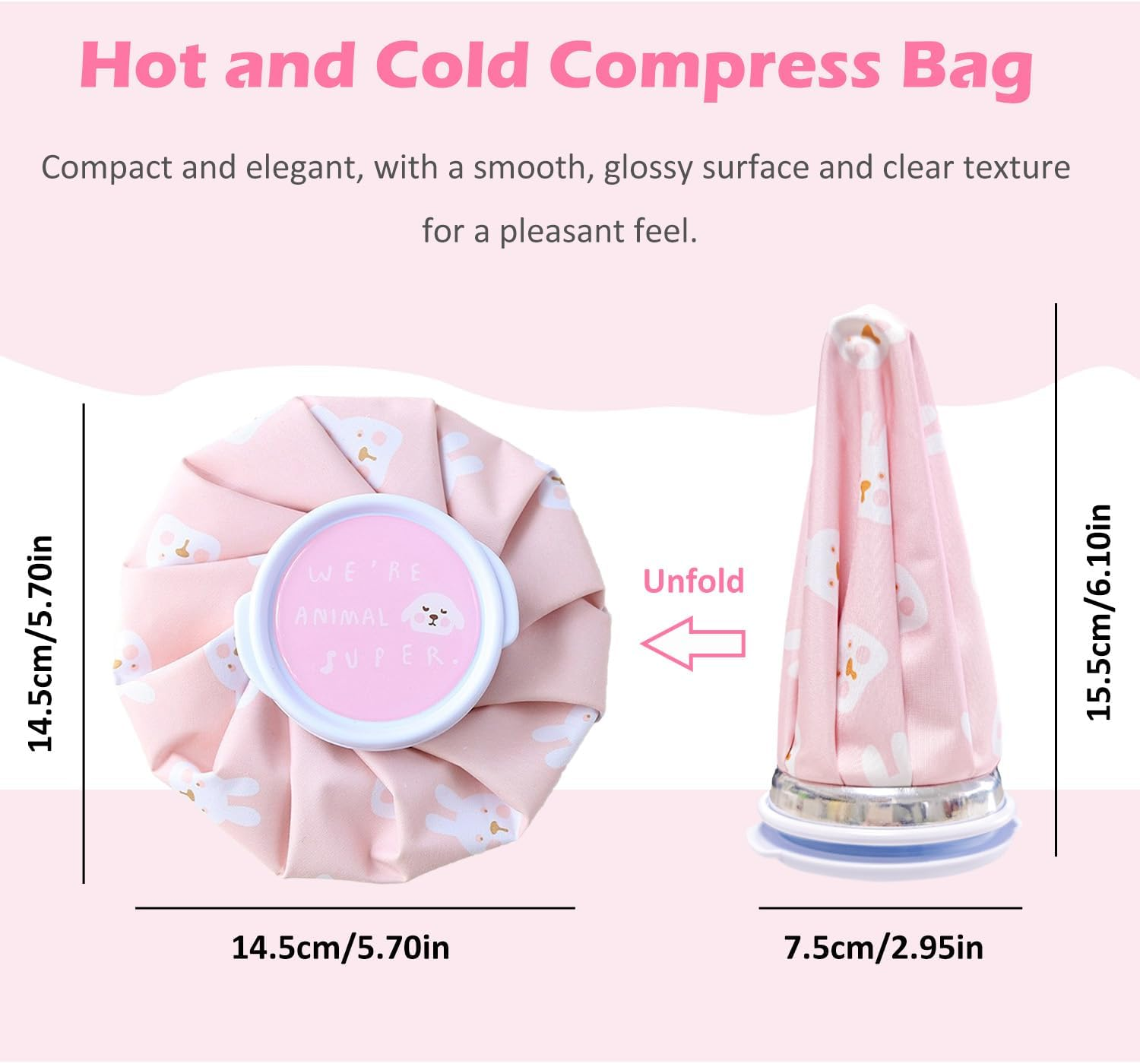 WALWAL Reusable Cold Hot Pack for Sprain Relief Reduce Swelling and Relieve Pain(Pink Bunny) image number 2