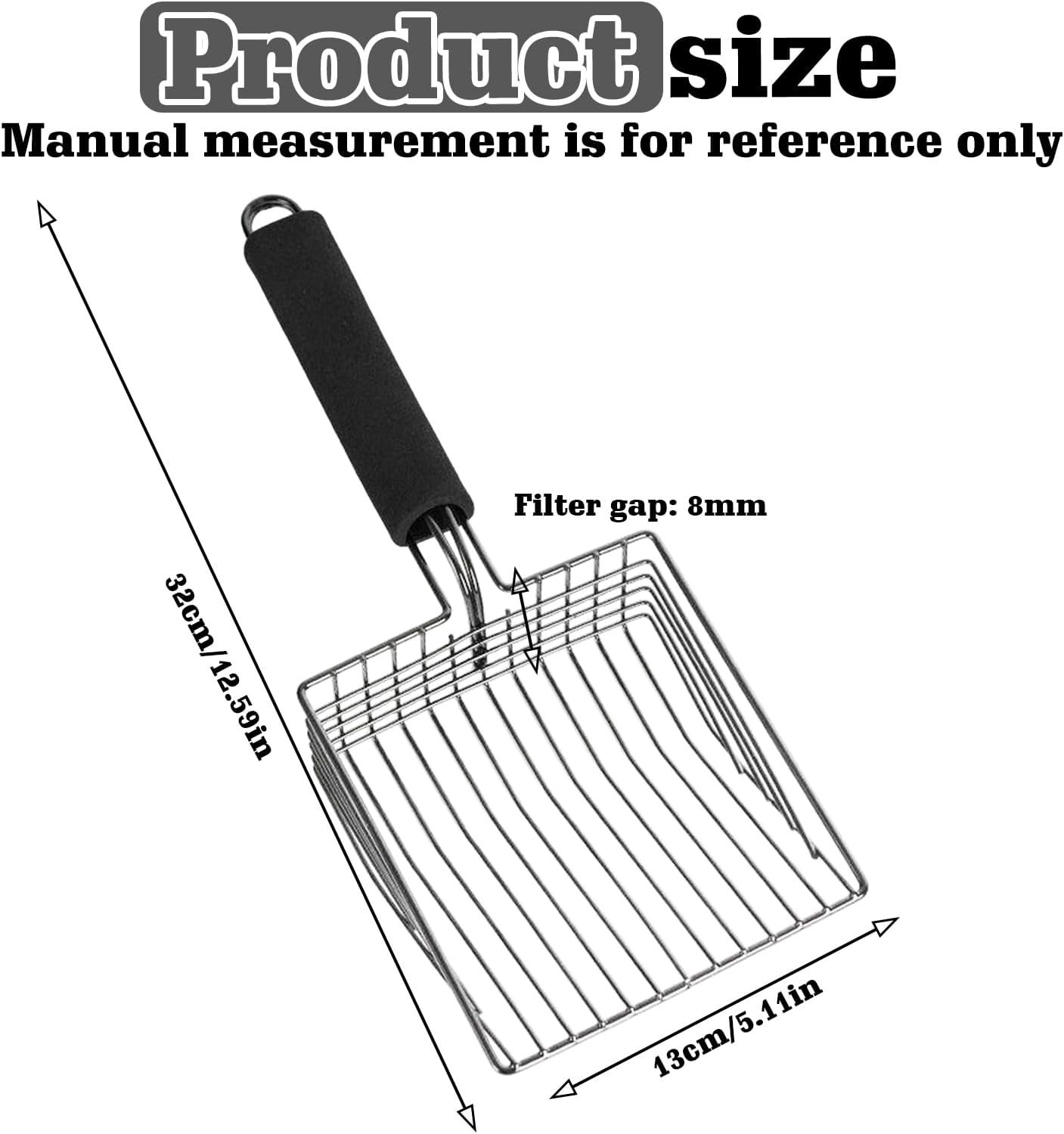 HOMURY Cat Litter Scoop: Metal Cat Litter Scoop for Cat Litter Tray, Sand Leakage Distance 0.8 Cm, Shovel with Handy Handle for Cat Litter Tray Cleaning Tools for Cats (Black) image number 4