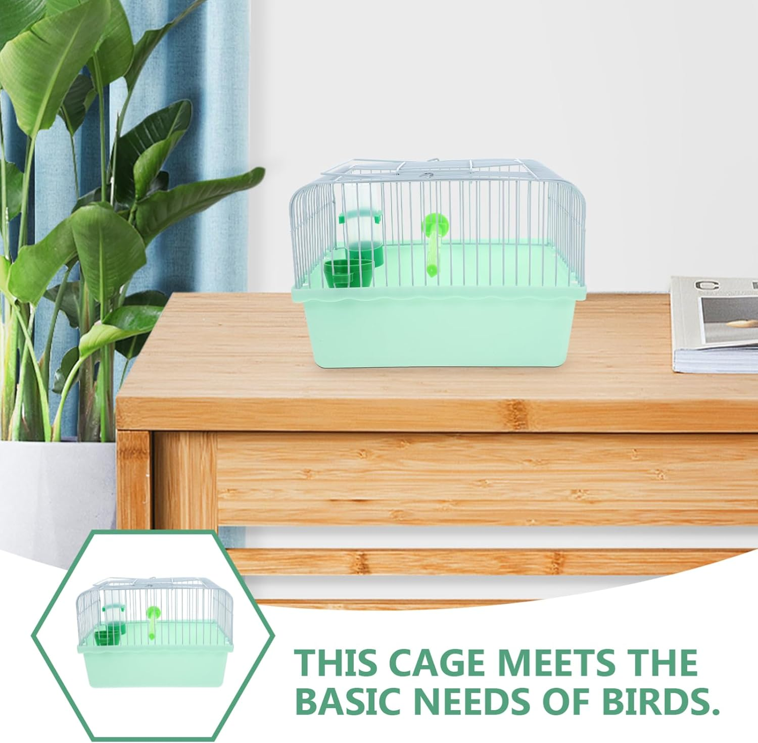 Happyyami Portable Bird Cage with Food Box and Waterer Lightweight Metal Carrier for Parrots Lovebirds and Animals for Travel and Outdoor Adventures image number 2