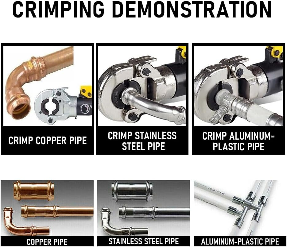 ALPEN OUTDOOR Hydraulic Pipe Crimper Plier Set Tube Plumbing Tool with Crimping Dies for Stainless Steel Fittings-Size M15 M18 M22 M28 Included (Stainless Steel Pipe) image number 2