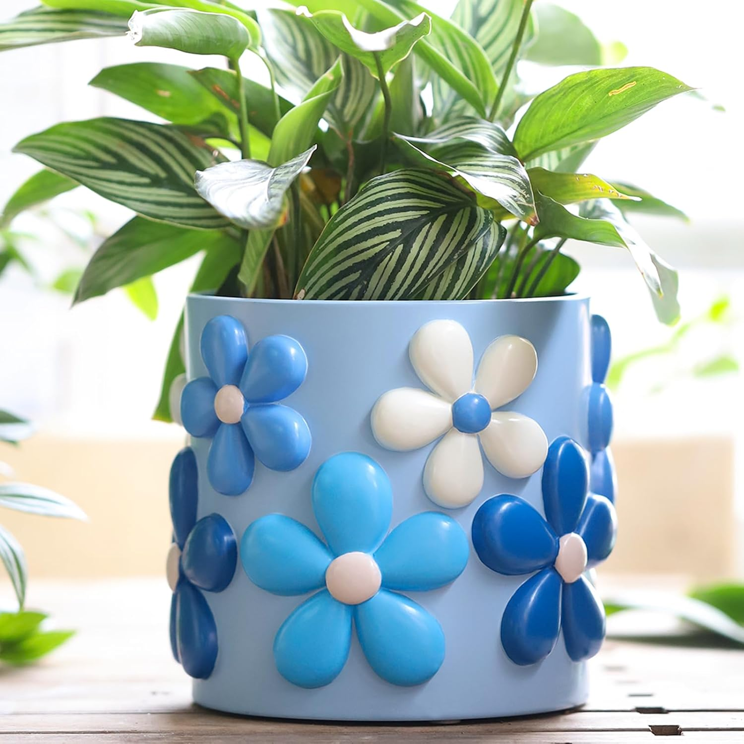 GUGUGO Colorful Flowers Planters Cute Unique Rainbow Planter with Drainage, Vintage Retro Flower Plant Pots for Indoor & Outdoor Plants, Eclectic Succulent Gardening Pot for Boho Modern Home D&eacute;cor-D