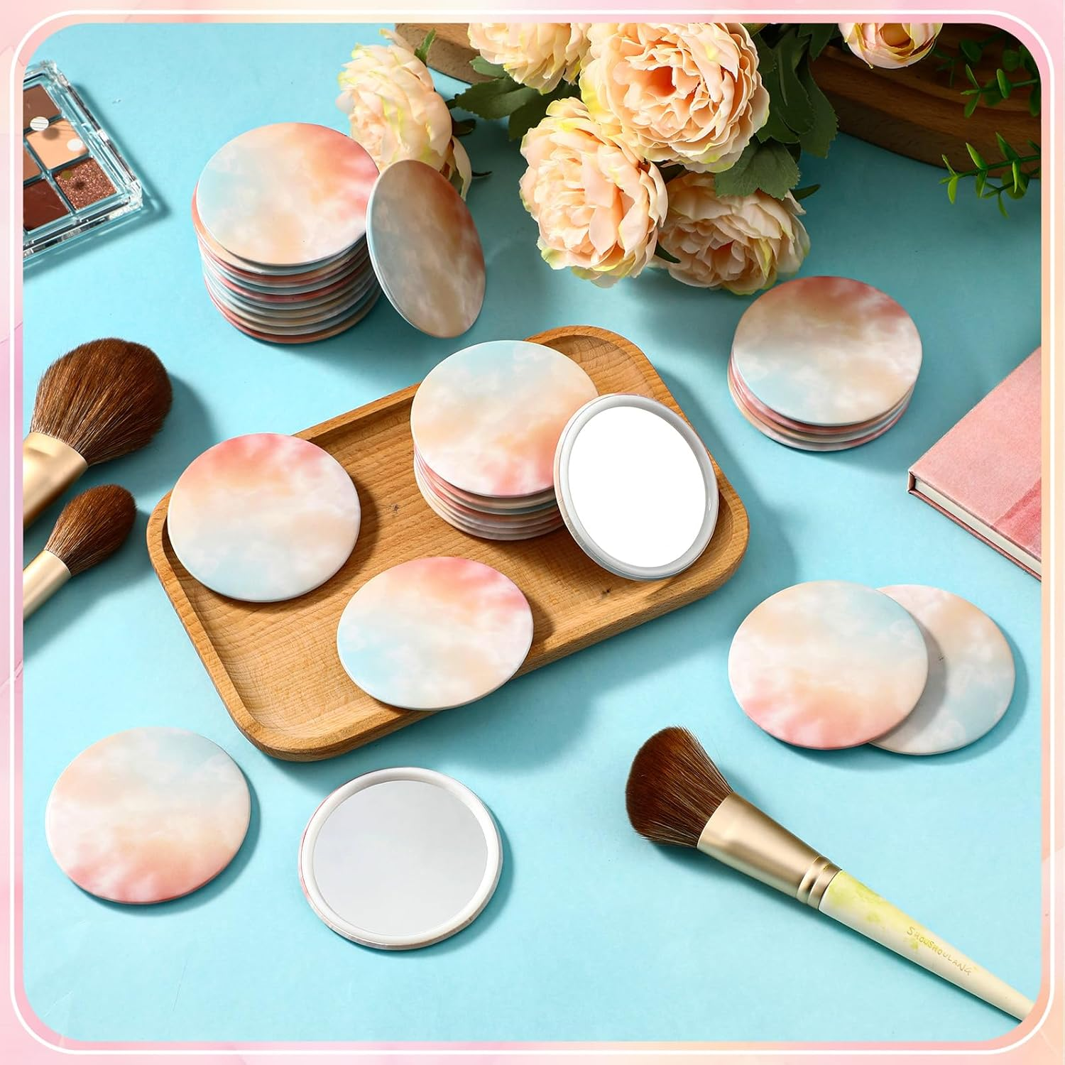 Teenyyou 30 Pcs Small round Mirrors Bulk Party Favors 2.75 Inch Pastel Compact Mirror Gifts for Women Birthday Office Gifts Portable Purse Mirrors Games Prizes image number 5