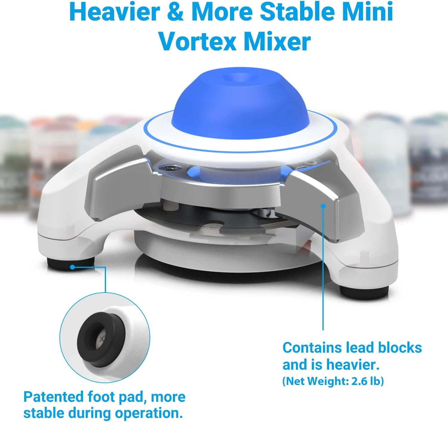 FOUR E'S SCIENTIFIC 5600Rpm Mini Vortex Paint Mixer - Vortex Mixer Paint Shaker with Touch Mode for Lab Mixing Miniature Paints Acrylic Paints Nail Polish(Au Plug) image number 6