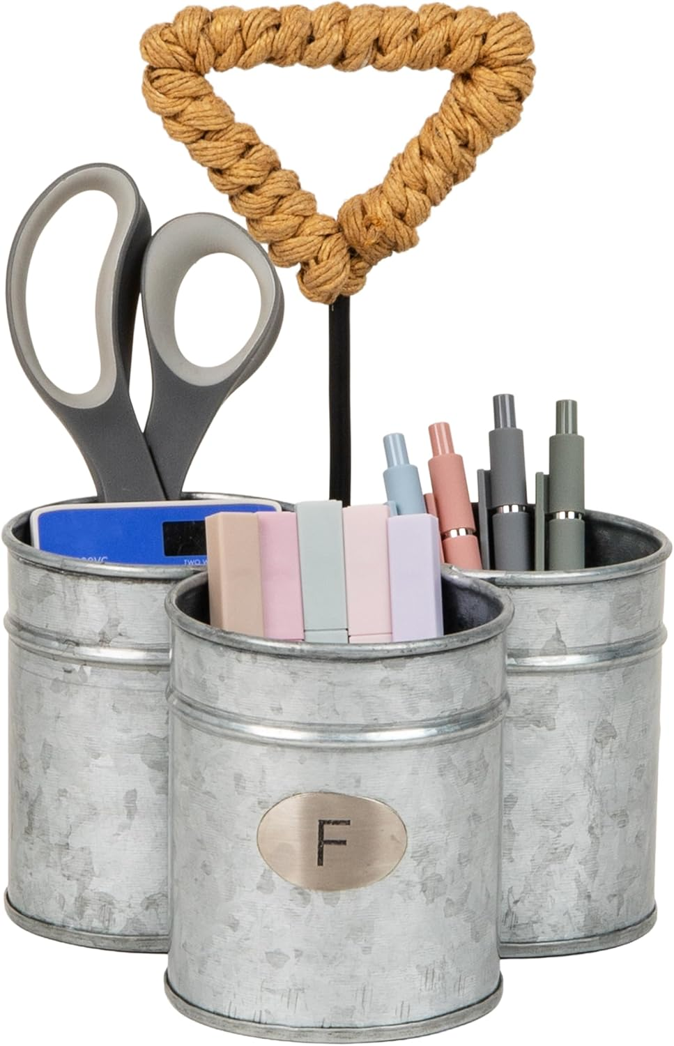 Mind Reader Utensil Holder, Silverware Organizer, Caddy, Cutlery Holder, Galvanized Metal, 7" L X 7" W X 10.25" H, Silver