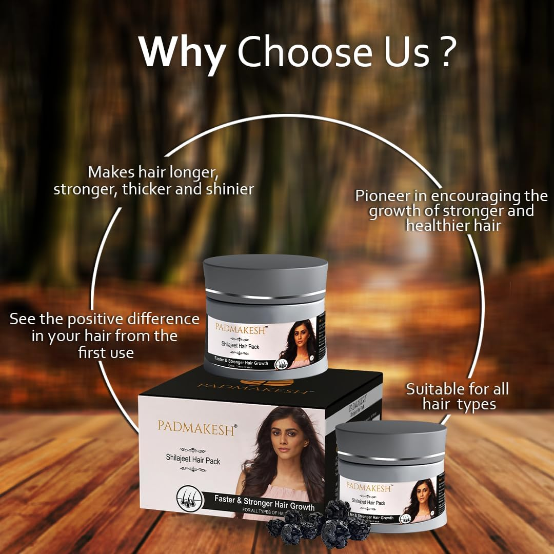 BIO RESURGE LIFE Padmakesh Shilajit Natural Hair Pack Help for Makes Hair Longer, Stronger, Thicker, and Shinier | Suitable for All Types of Hair (75 Gm) image number 5