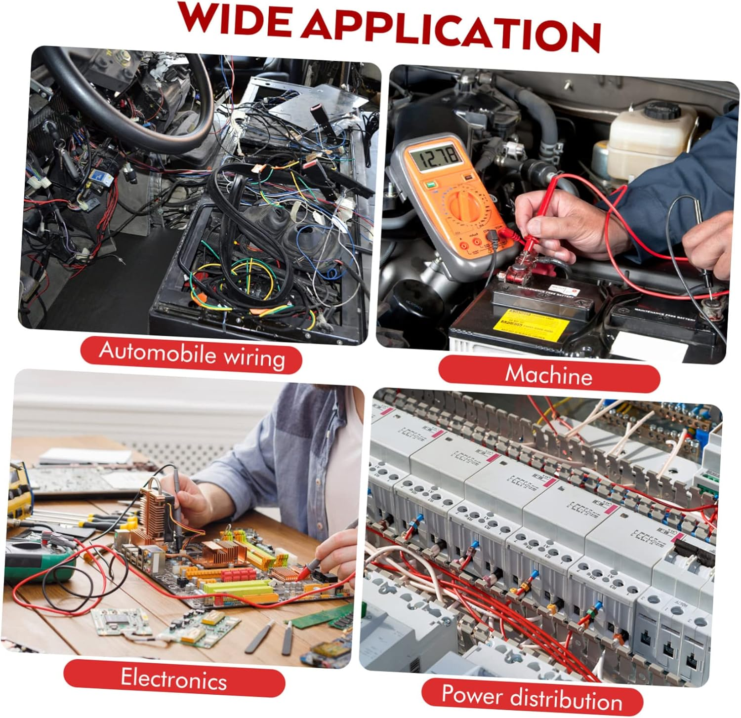 ROMISBABA Alligator Clips and Test Probes Electrical Test Leads Kit with Multimeter Banana Plug Wires, Suitable for Automotive and Electrical Equipment Testing image number 1
