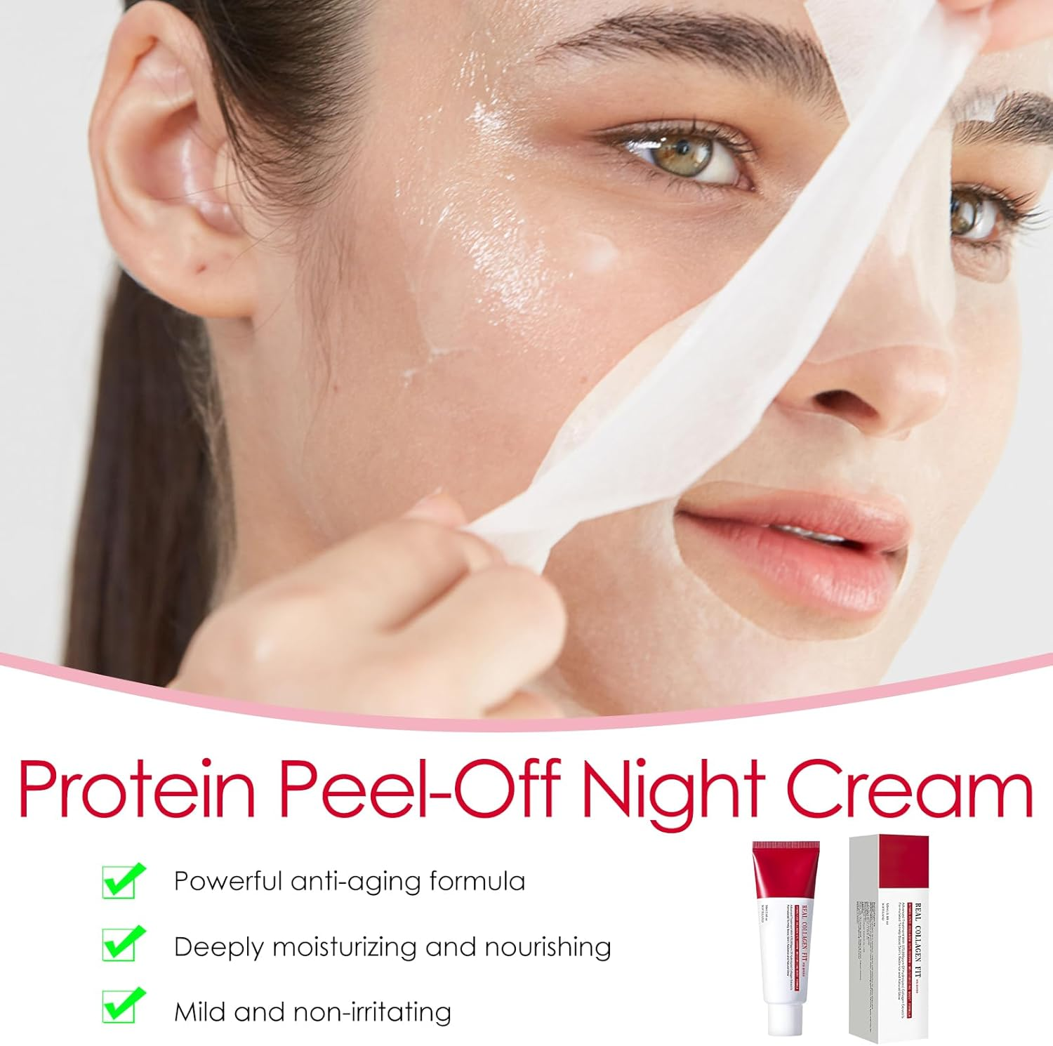 Real Collagen Fit Hydrolyzed Collagen Wrapping Mask - Peel off Facial Mask for Elasticity, Hydration & Glow, Glass Skin Moisturiser, Korean Skin Care, Self Care Treatment, Hydrating & Firming, 50Ml