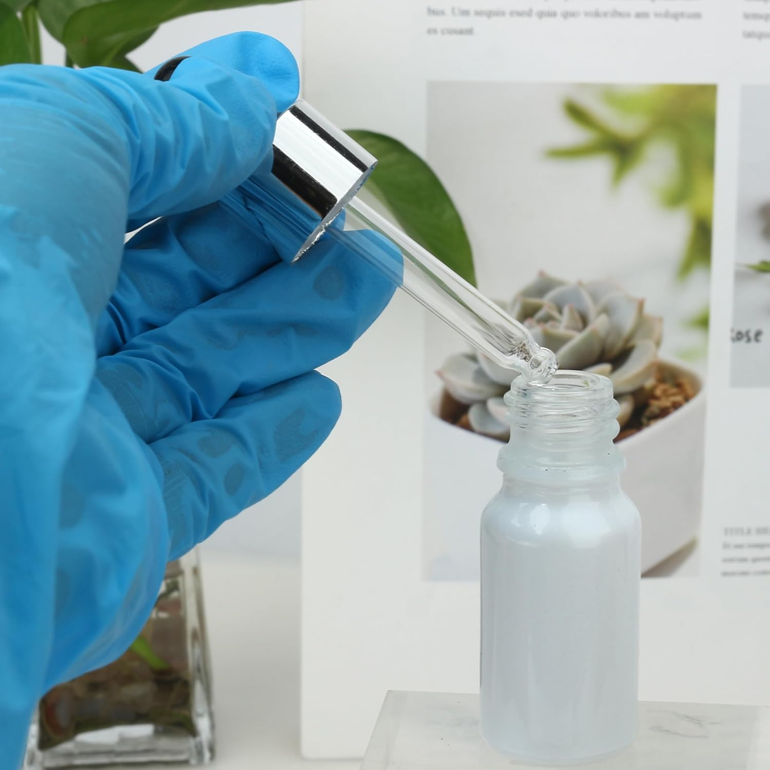 COSIDEA 30 Pcs Empty 10Ml 0.33Oz Pearly White Glass Dropper Bottle for Oils Travel Containers Eye Droppers Bottle image number 2