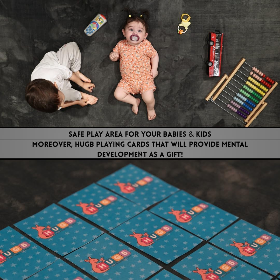 Hugb Baby Play Mat - Premium Extra Thick Non‑Slip Modern Rug for Kids & Toddlers - Tummy Time Mat for Floor -Safe Soft Game Area for Baby - Yoga & Stretching - OEKO-TEX Certified - Blue 150*200*3Cm image number 6